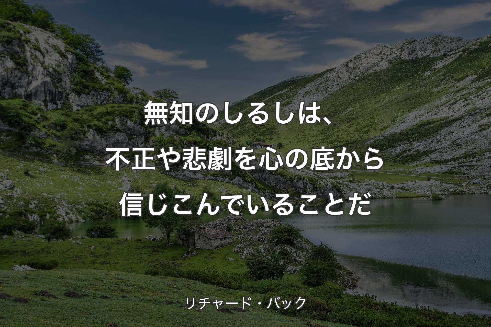 【背景1】無知のしるしは、不正や悲劇を心の底から信じこんでいることだ - リチャード・バック