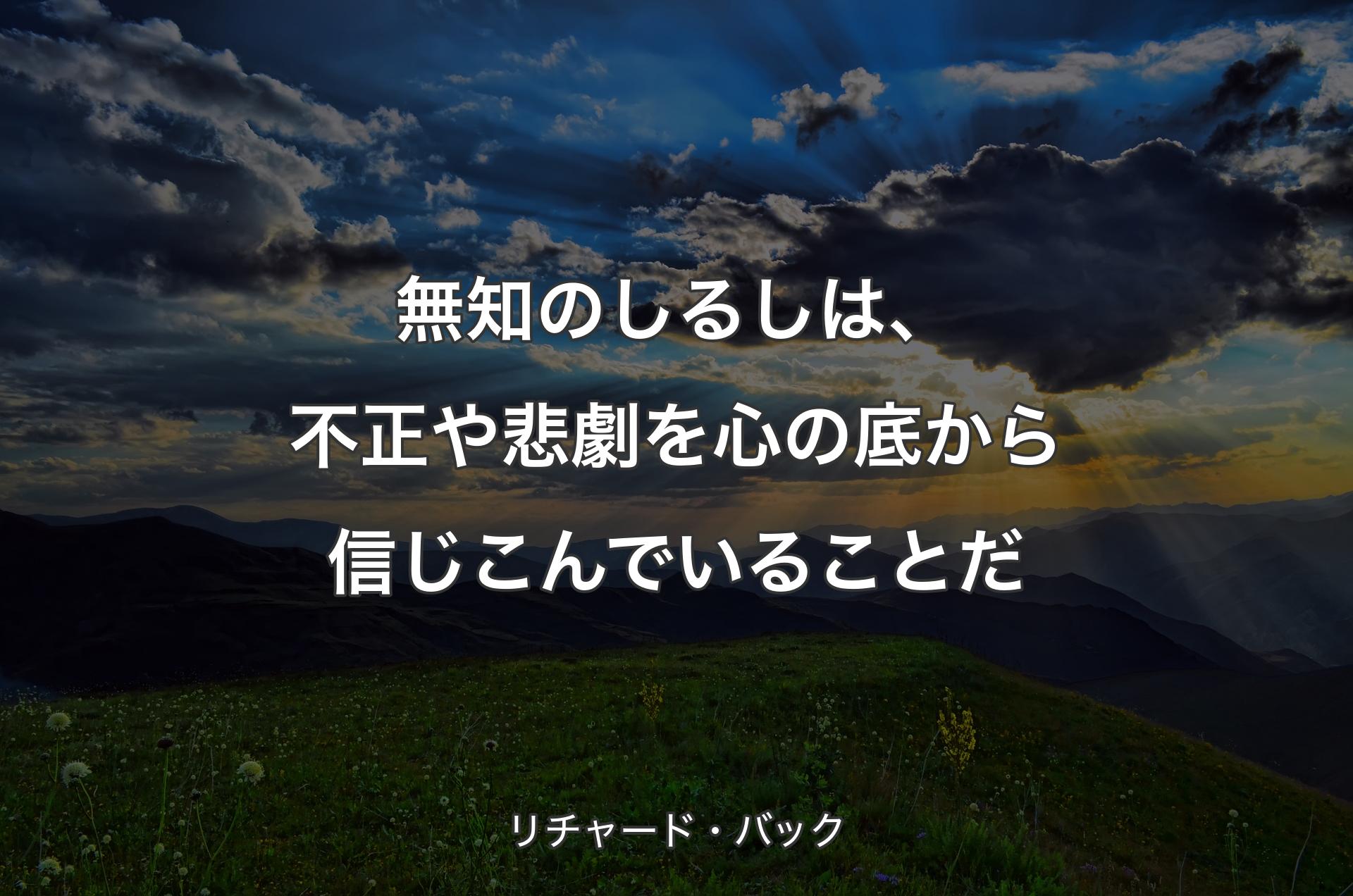 無知のしるしは、不正や悲劇を心の底から信じこんでいることだ - リチャード・バック