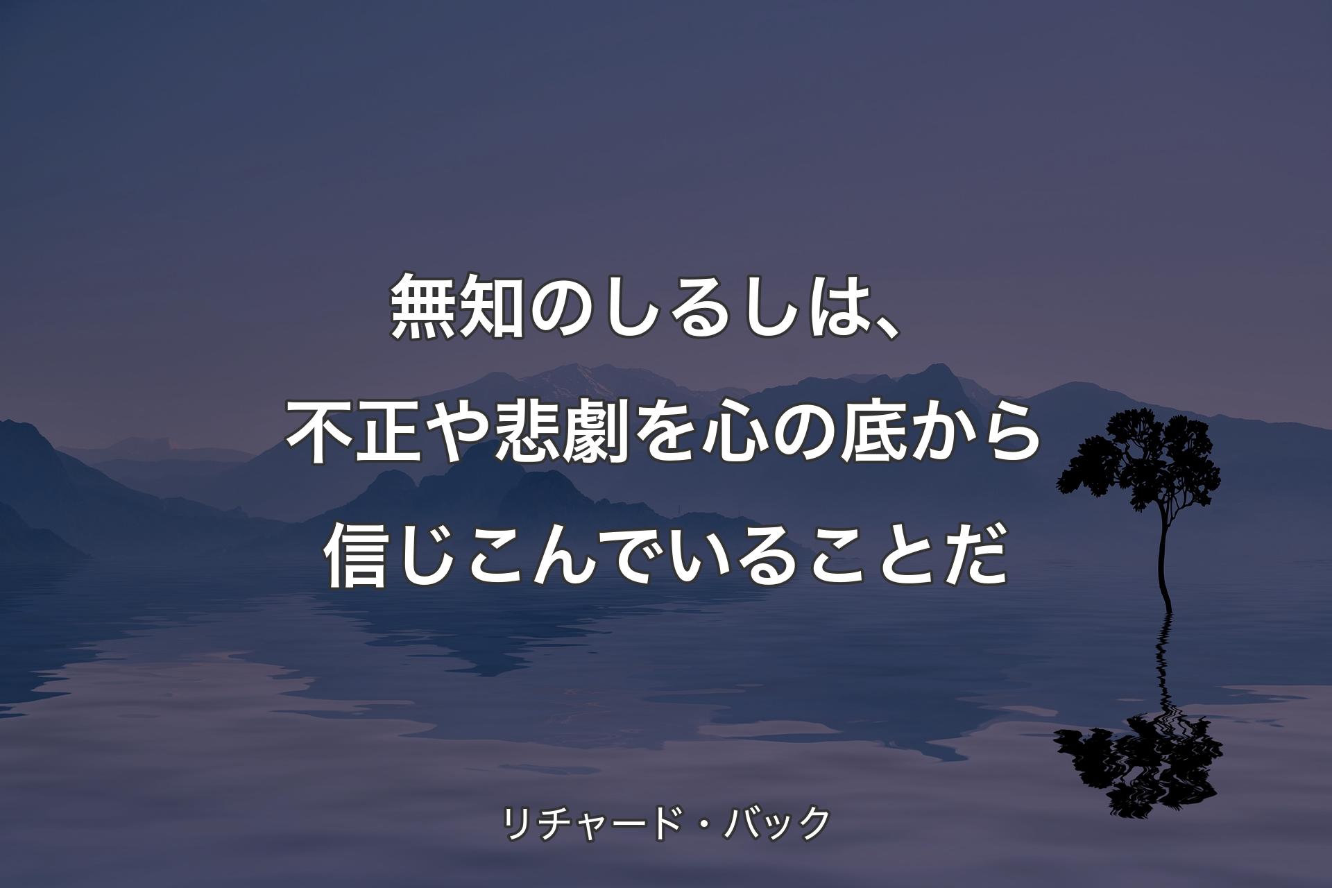 【背景4】無知のしるしは、不正や悲劇を心の底から信じこんでいることだ - リチャード・バック