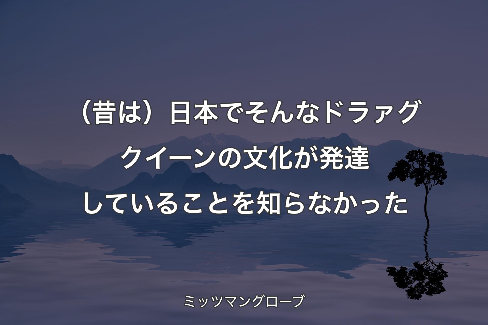 【背景4】（昔は）日本でそんなドラァグクイーンの文化が発達していることを知らなかった - ミッツマングローブ