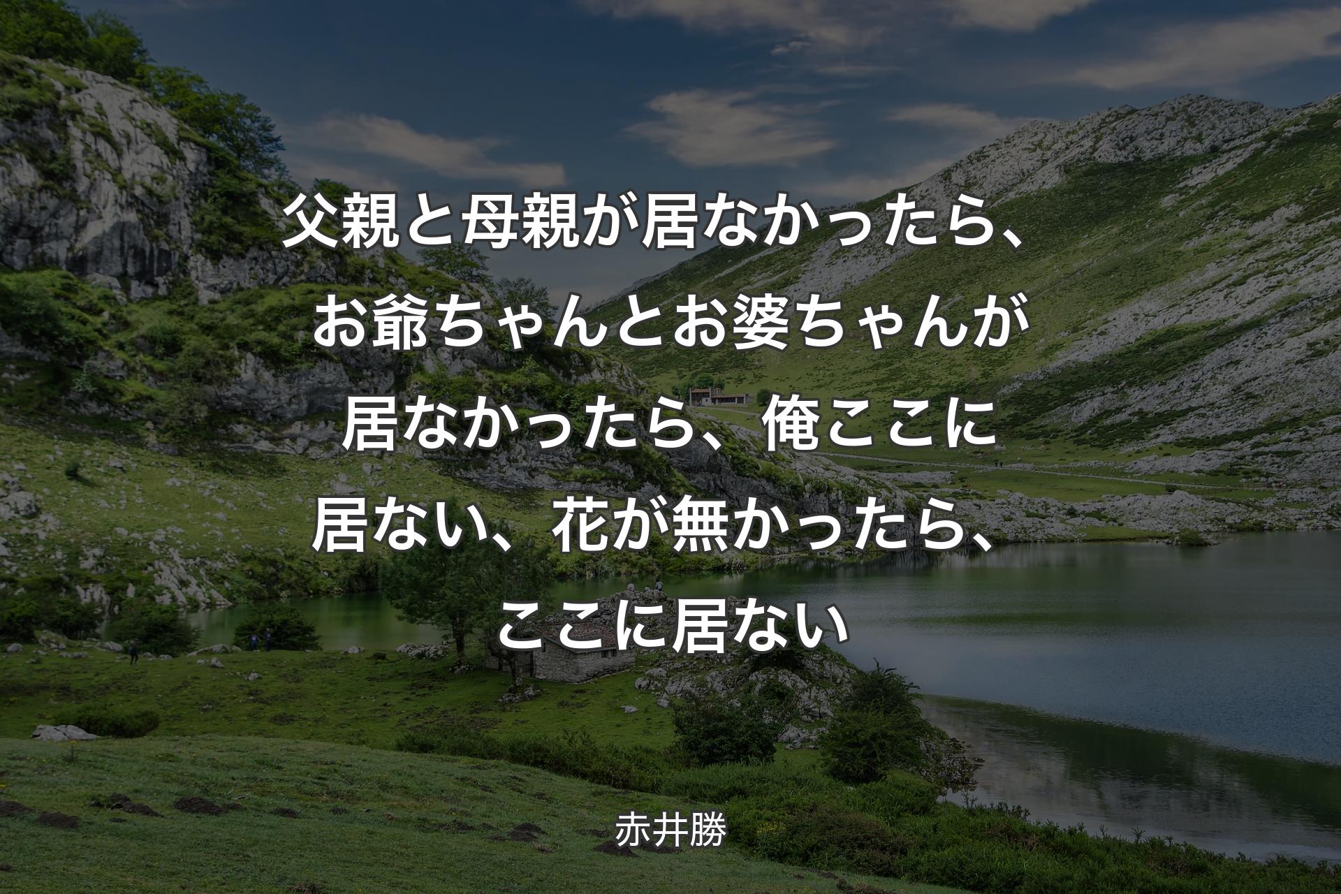 【背景1】父親と母親が居なかったら、お爺ちゃんとお婆ちゃんが居なかったら、俺ここに居ない、花が無かったら、ここに居ない - 赤井勝