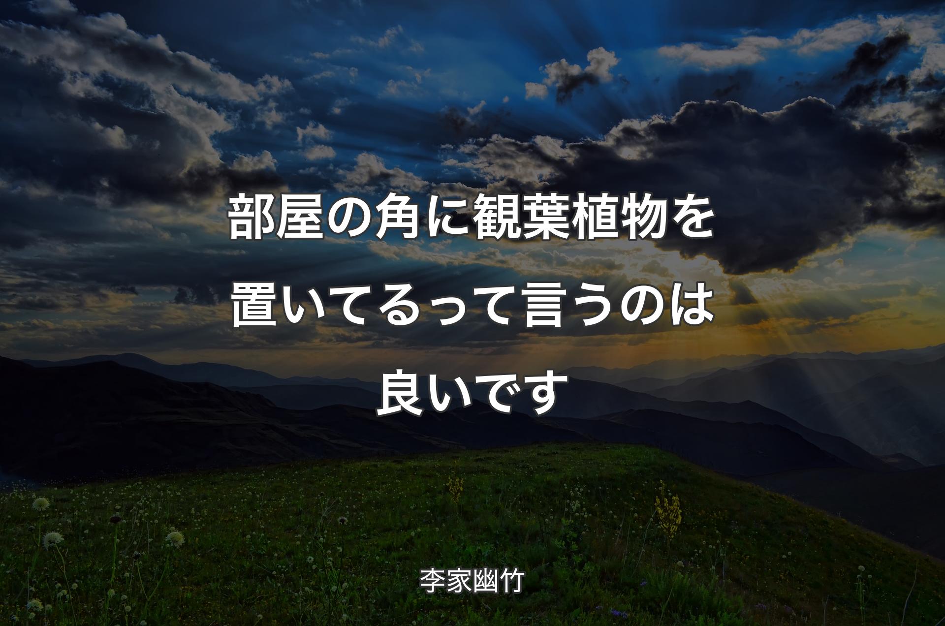 部屋の角に観葉植物を置いてるって言うのは良いです - 李家幽竹