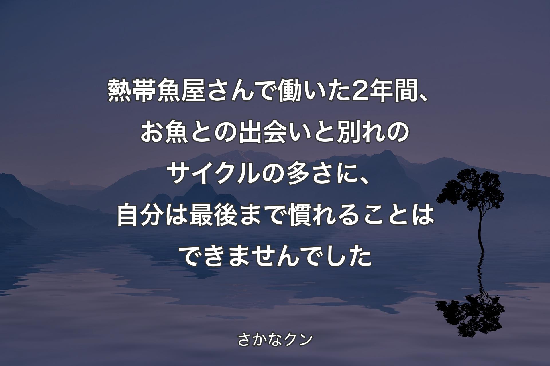 熱帯魚屋さんで働いた2年間、お魚との出会いと別れのサイクルの多さに、自分は最後まで慣れることはできませんでした - さかなクン