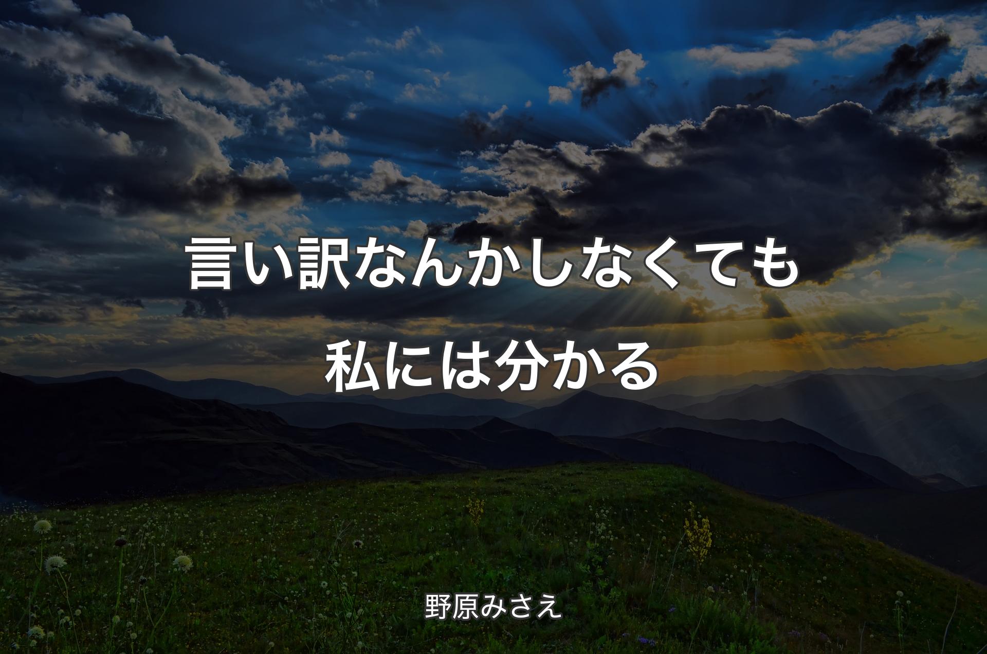 言い訳なんかしなくても私には分かる - 野原みさえ