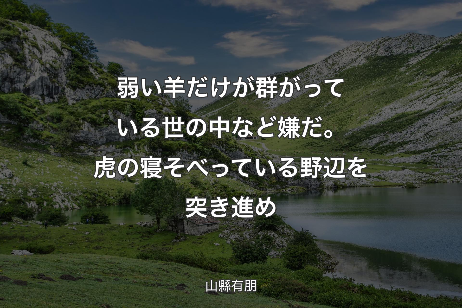 【背景1】弱い羊だけが群がっている世の中など嫌だ。虎の寝そべっている野辺を突き進め - 山縣有朋