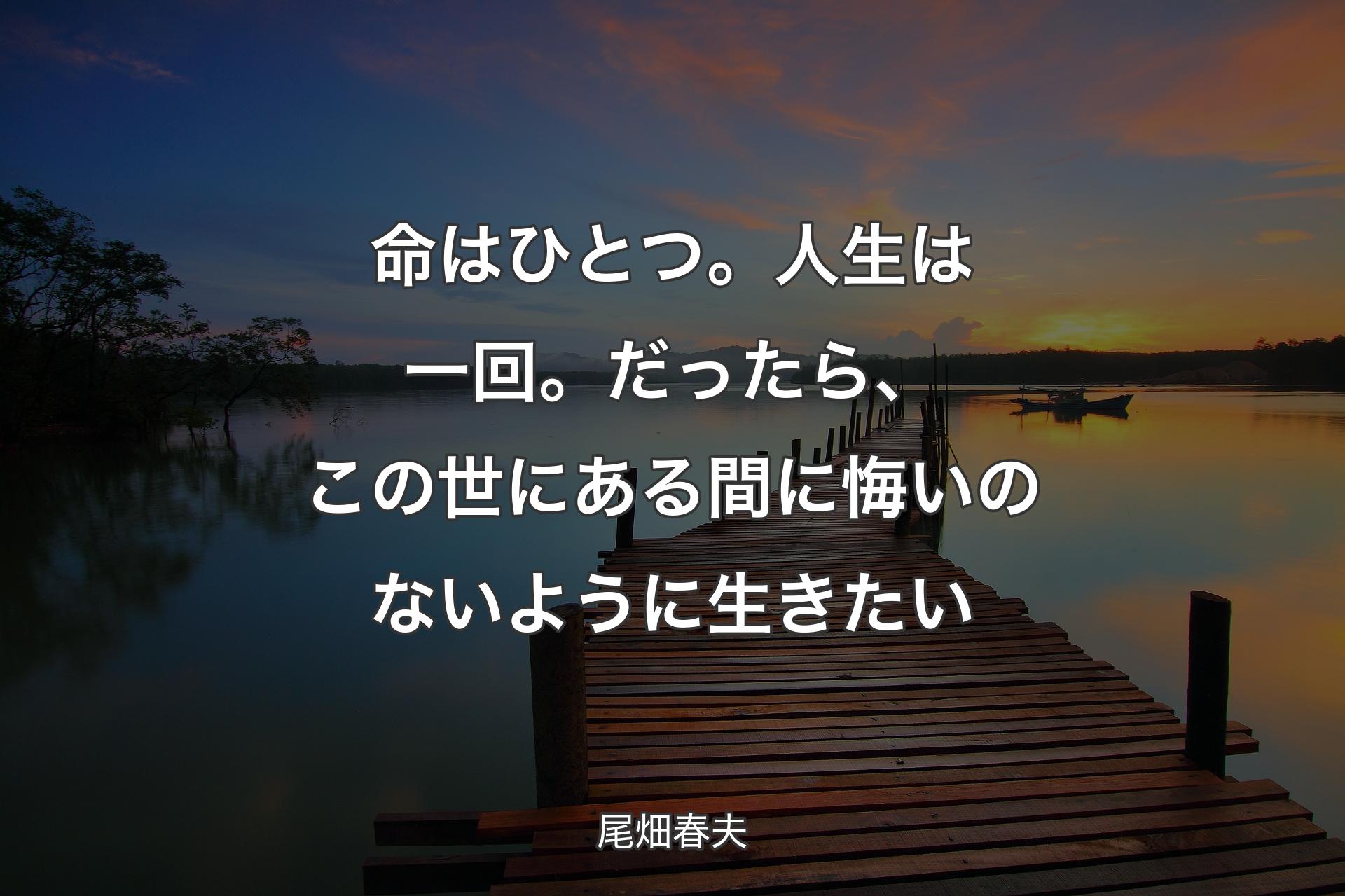 【背景3】命はひとつ。人生は一回。だったら、この世にある間に悔いのないように生きたい - 尾畑春夫