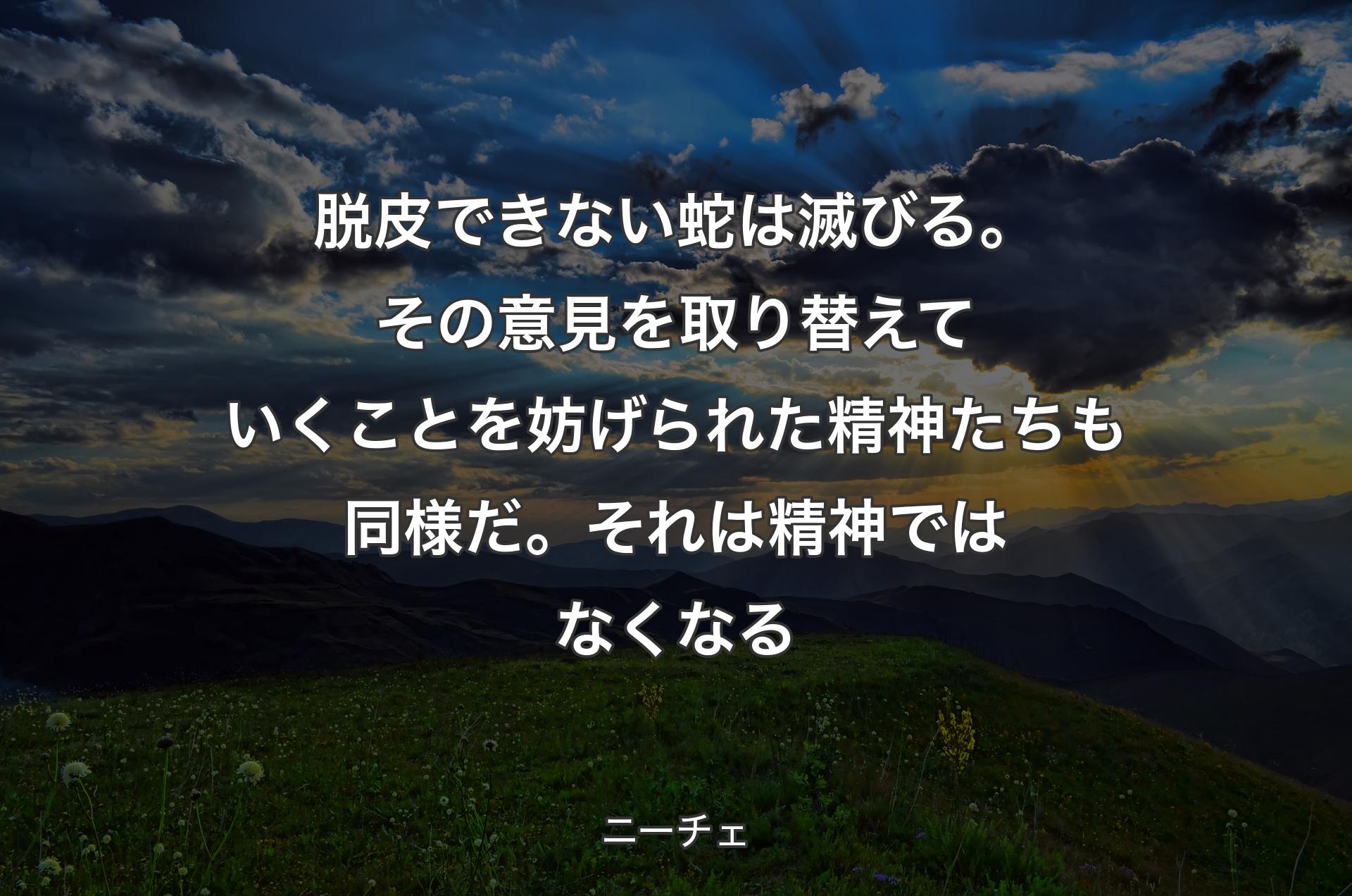 脱皮できない蛇は滅びる。その意見を取り替えていくことを妨げられた精神たちも同様だ。それは精神ではなくなる - ニーチェ