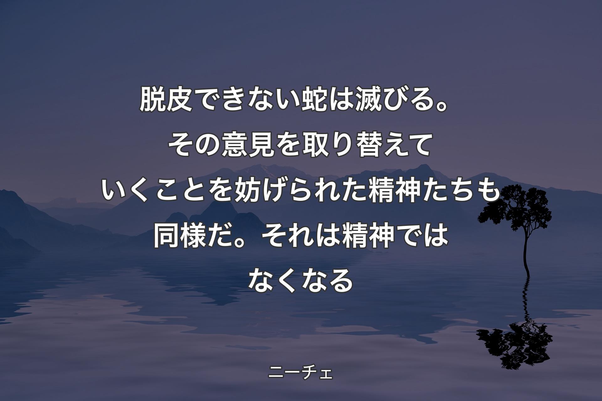 【背景4】脱皮できない蛇は滅びる。その意見を取り替えていくことを妨げられた精神たちも同様だ。それは精神ではなくなる - ニーチェ