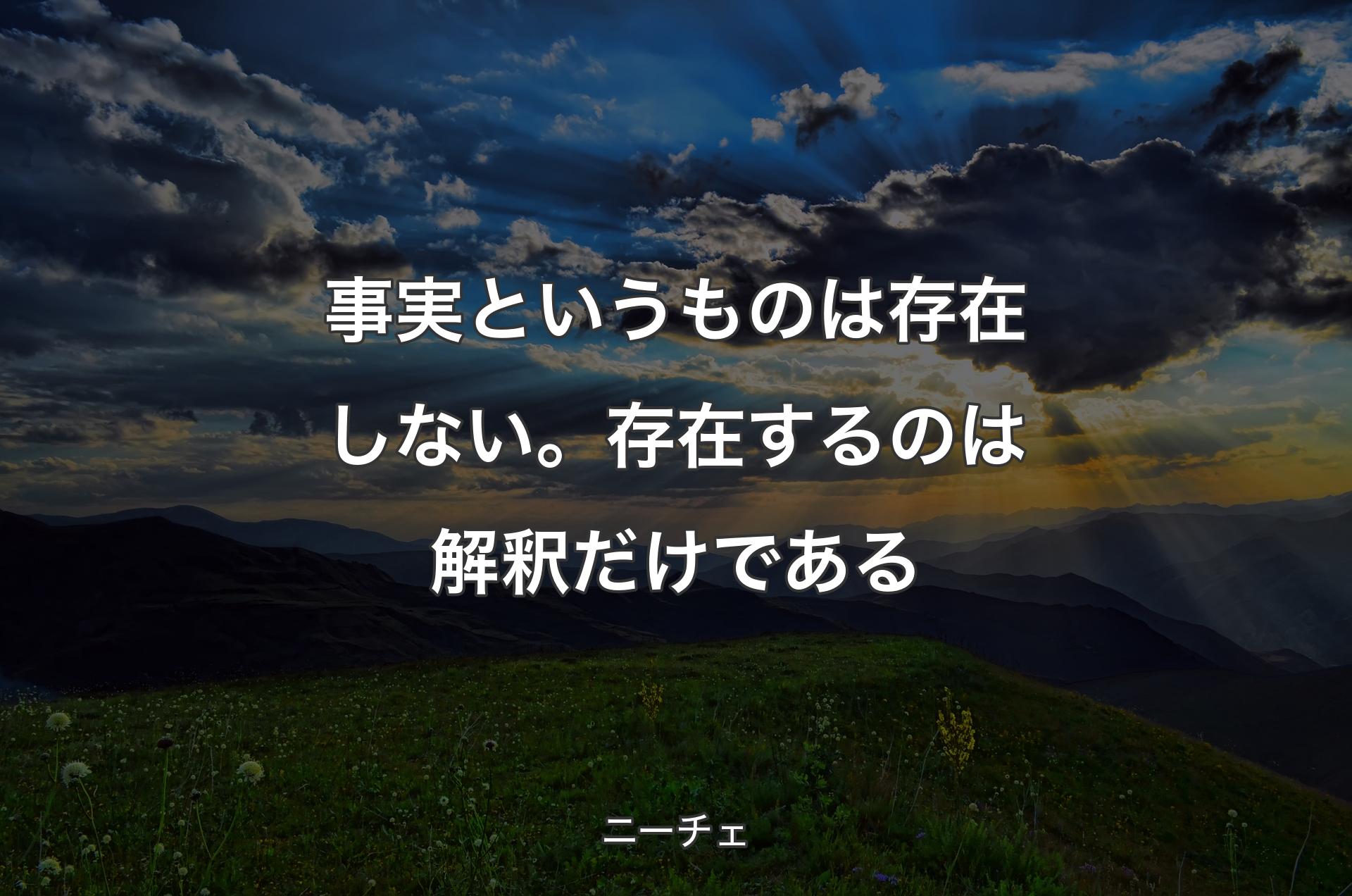 事実というものは存在しない。存在するのは解釈だけである - ニーチェ