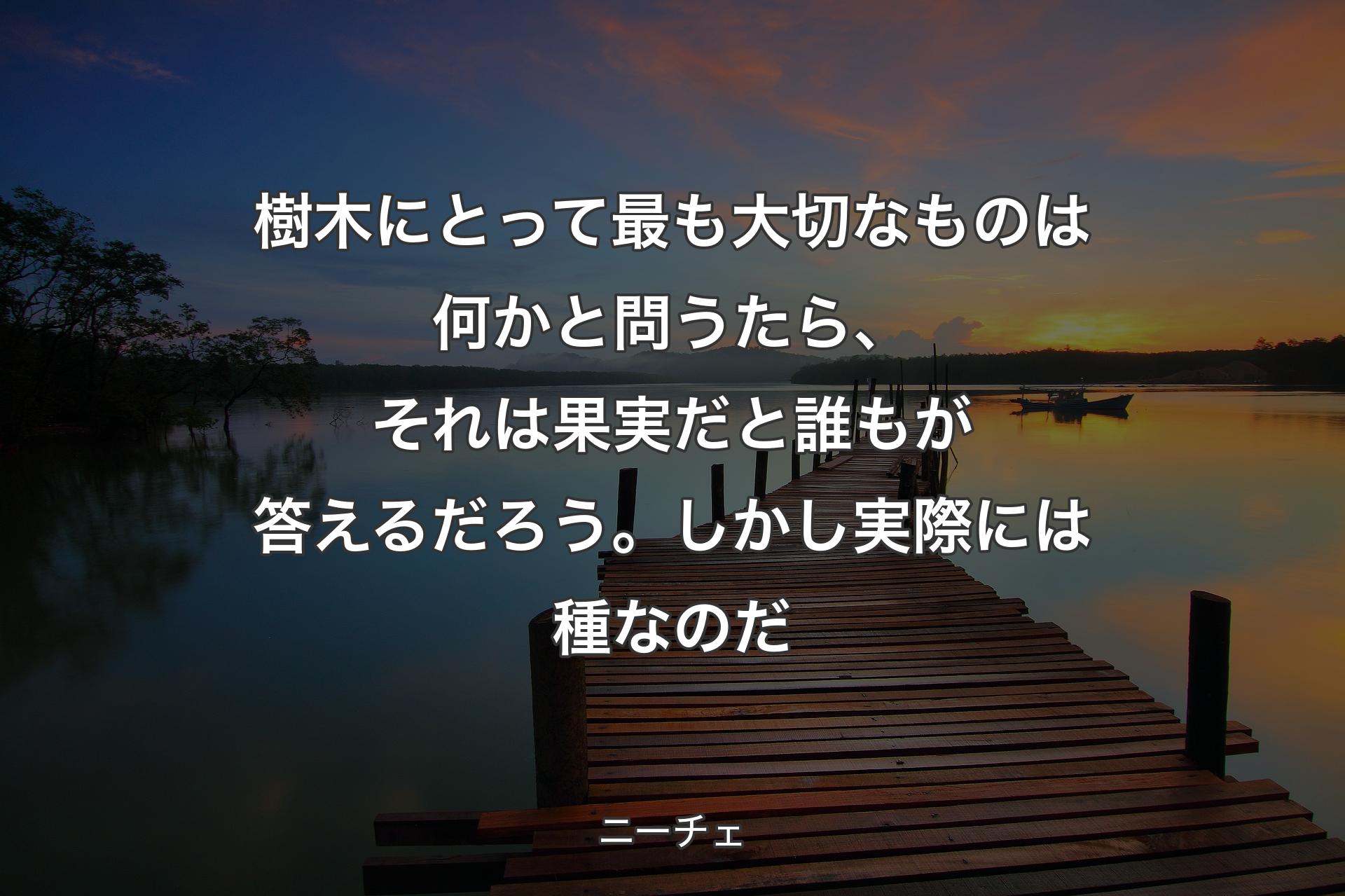 【背景3】樹木にとって最も大切なものは何かと問うたら、それは果実だと誰もが答えるだろう。しかし実際には種なのだ - ニーチェ