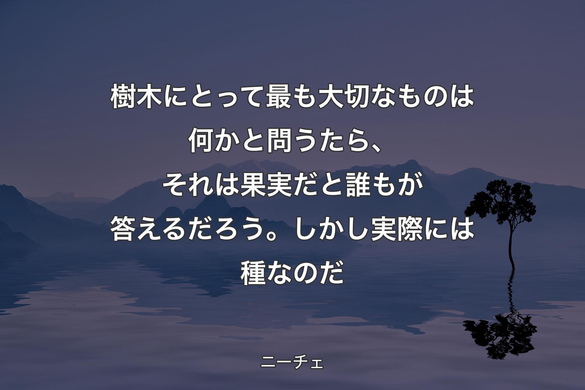 【背景4】樹木にとって最も大切なものは何かと問うたら、それは果実だと誰もが答えるだろう。しかし実際には種なのだ - ニーチェ