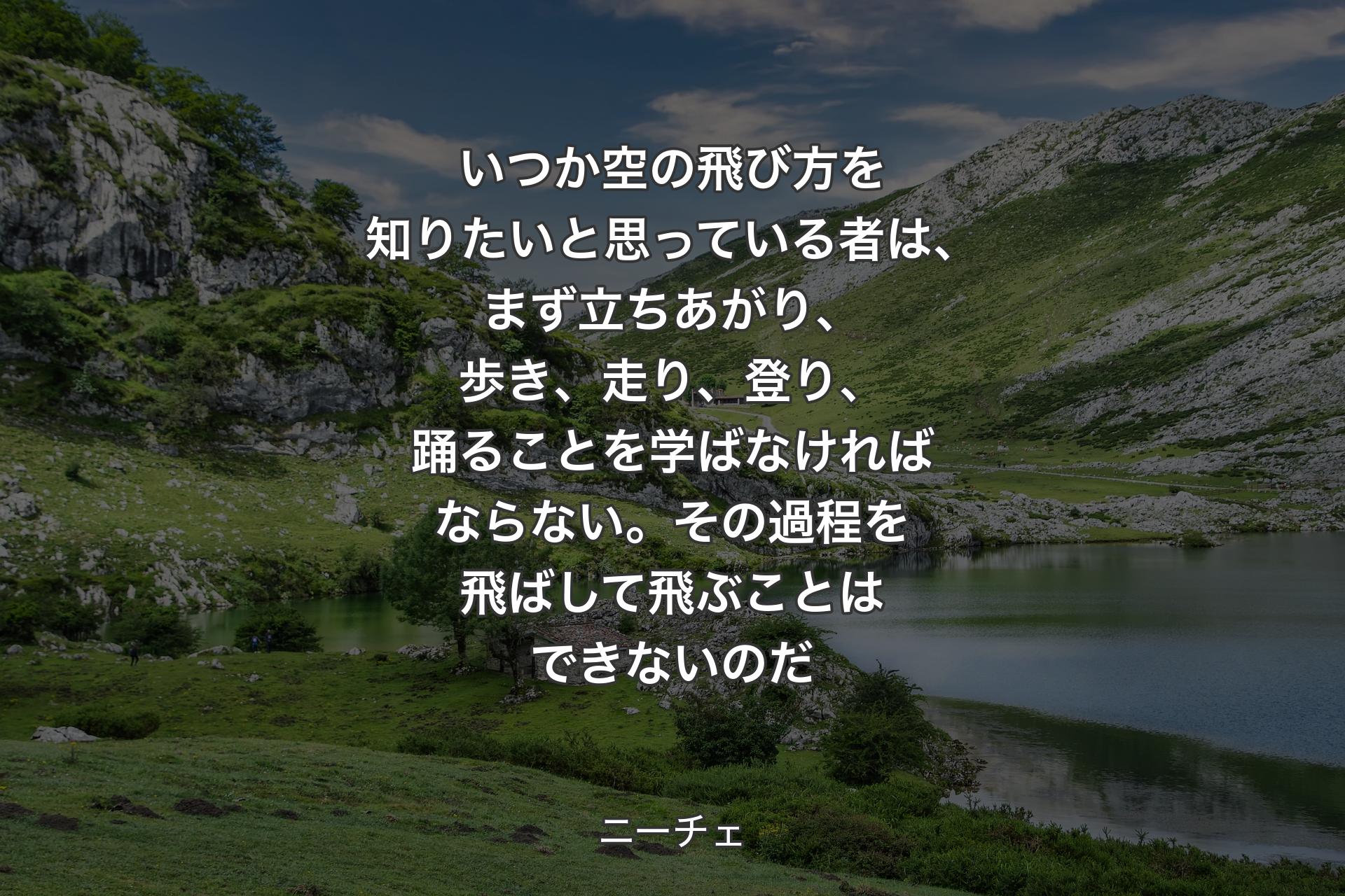 【背景1】いつか空の飛び方を知りたいと思っている者は、まず立ちあがり、歩き、走り、登り、踊ることを学ばなければならない。その過程を飛ばして飛ぶことはできないのだ - ニーチェ