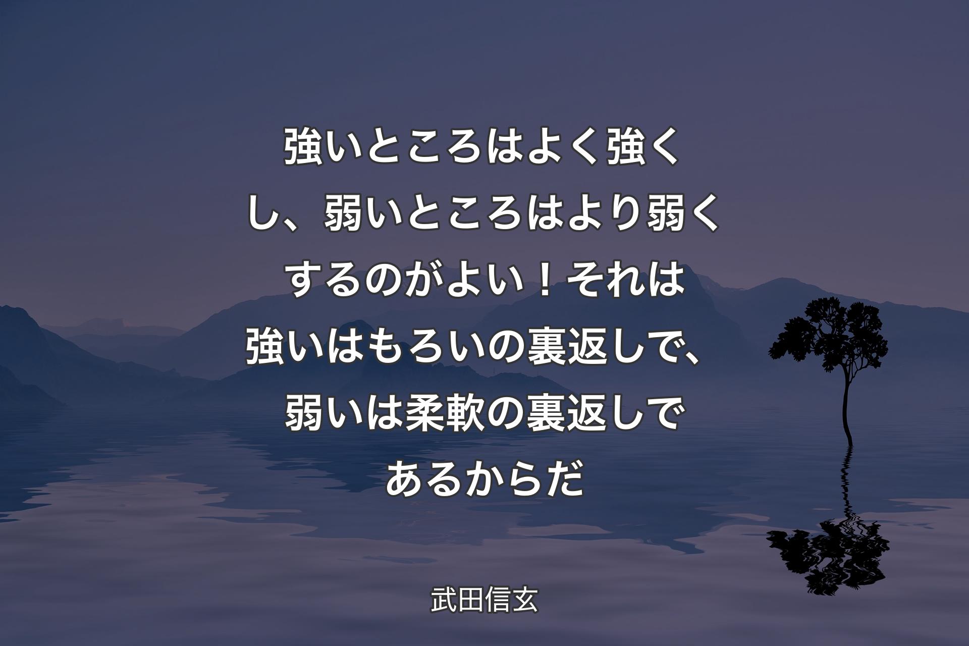 【背景4】強いところはよく強くし、弱いところはより弱くするのがよい！それは強いはもろいの裏返しで、弱いは柔軟の裏返しであるからだ - 武田信玄