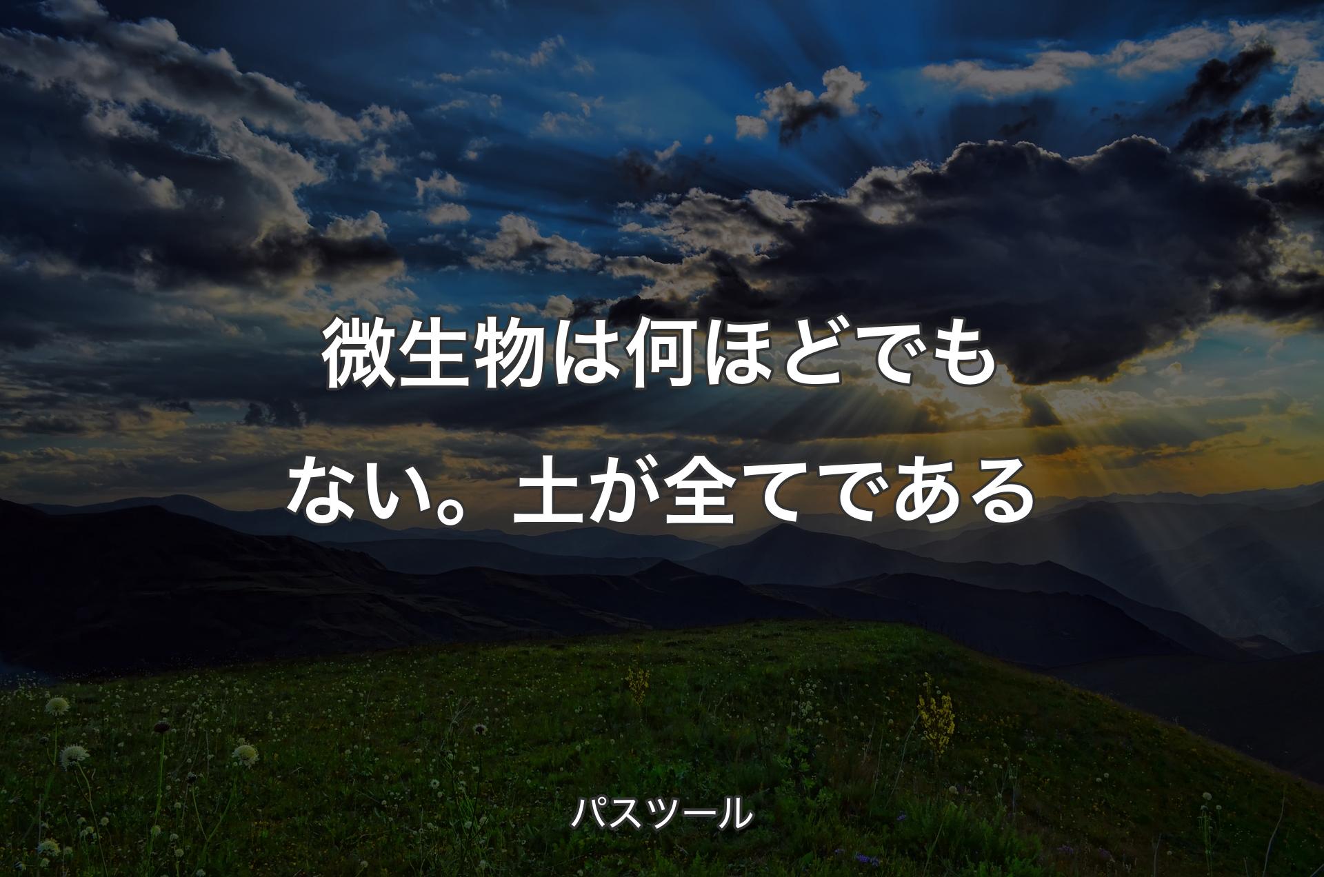 微生物は何ほどでもない。土が全てである - パスツール