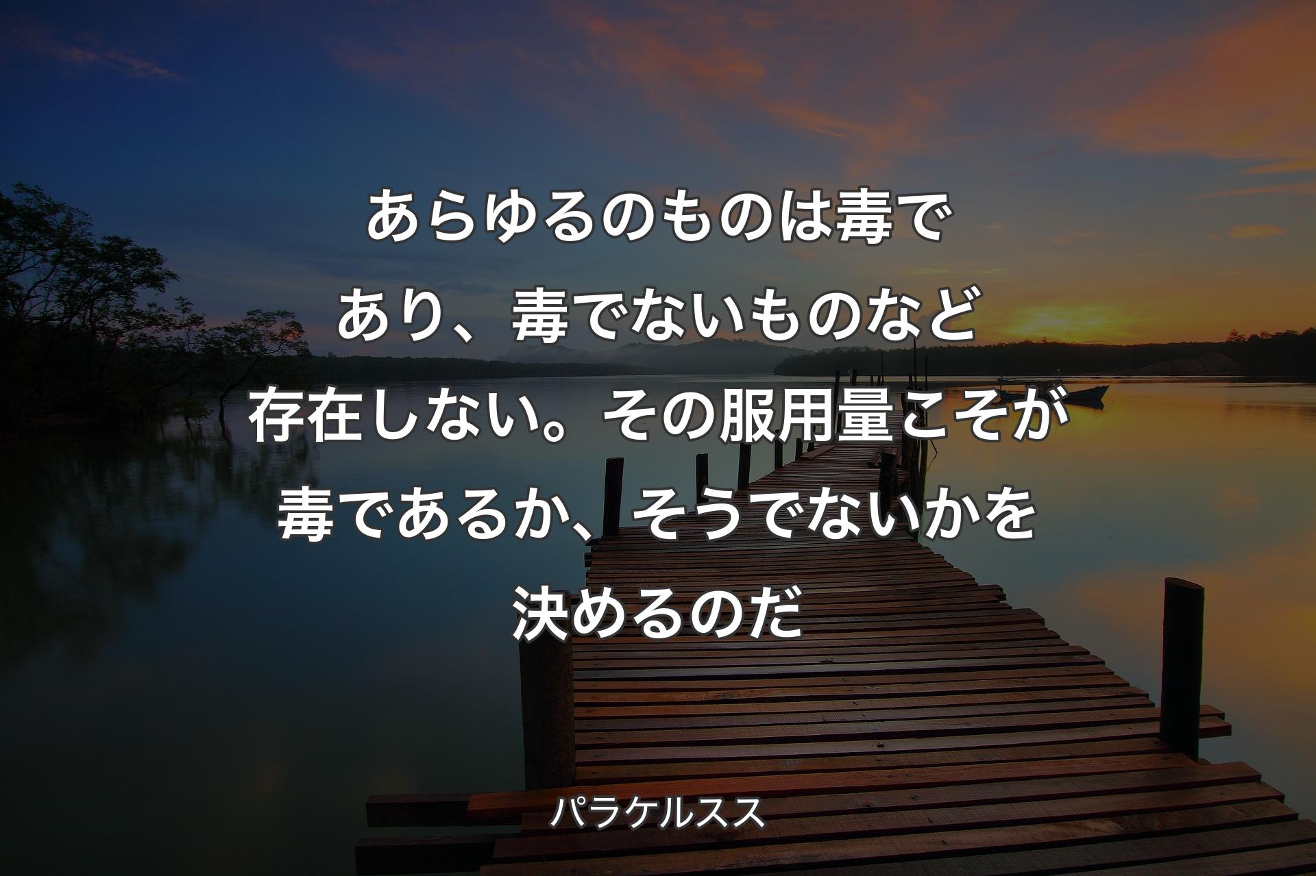 【背景3】あらゆるのものは毒であり、毒でないものなど存在しない。その服用量こそが毒であるか、そうでないかを決めるのだ - パラケルスス