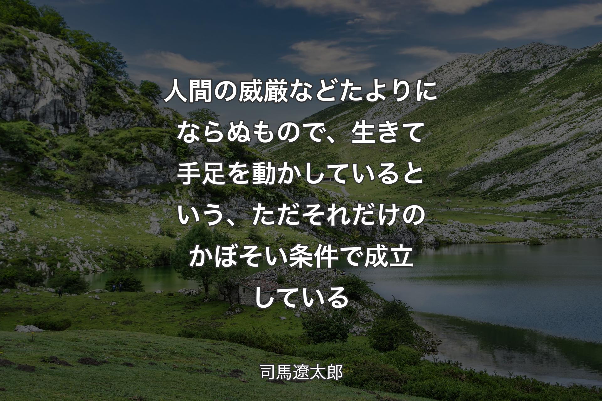 人間の威厳などたよりにならぬもので、生きて手足を動かしているという、ただそれだけのかぼそい条件で成立している - 司馬遼太郎