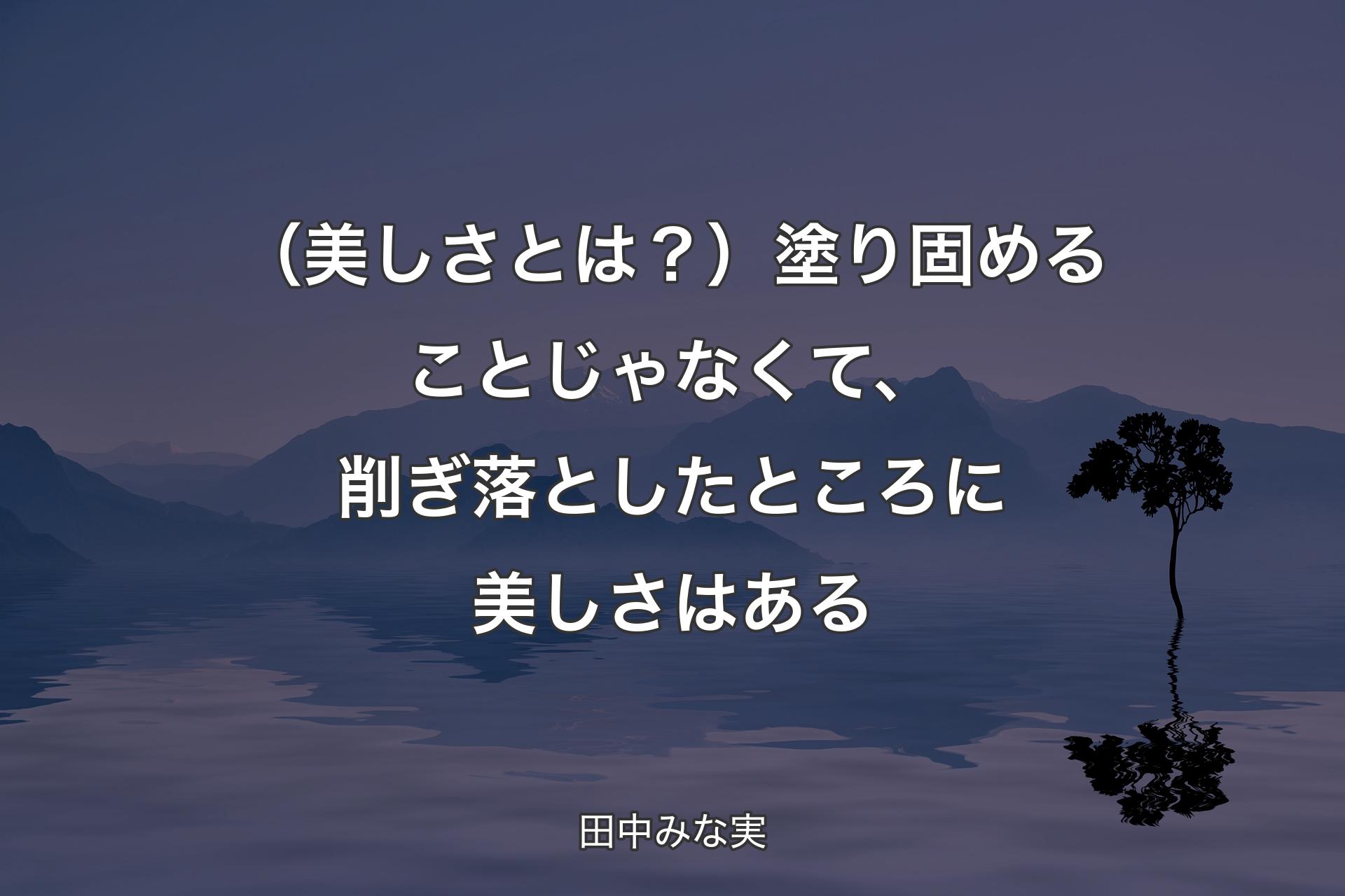 【背景4】（美しさとは？）塗り固めることじゃなくて、削ぎ落としたところに美しさはある - 田中みな実