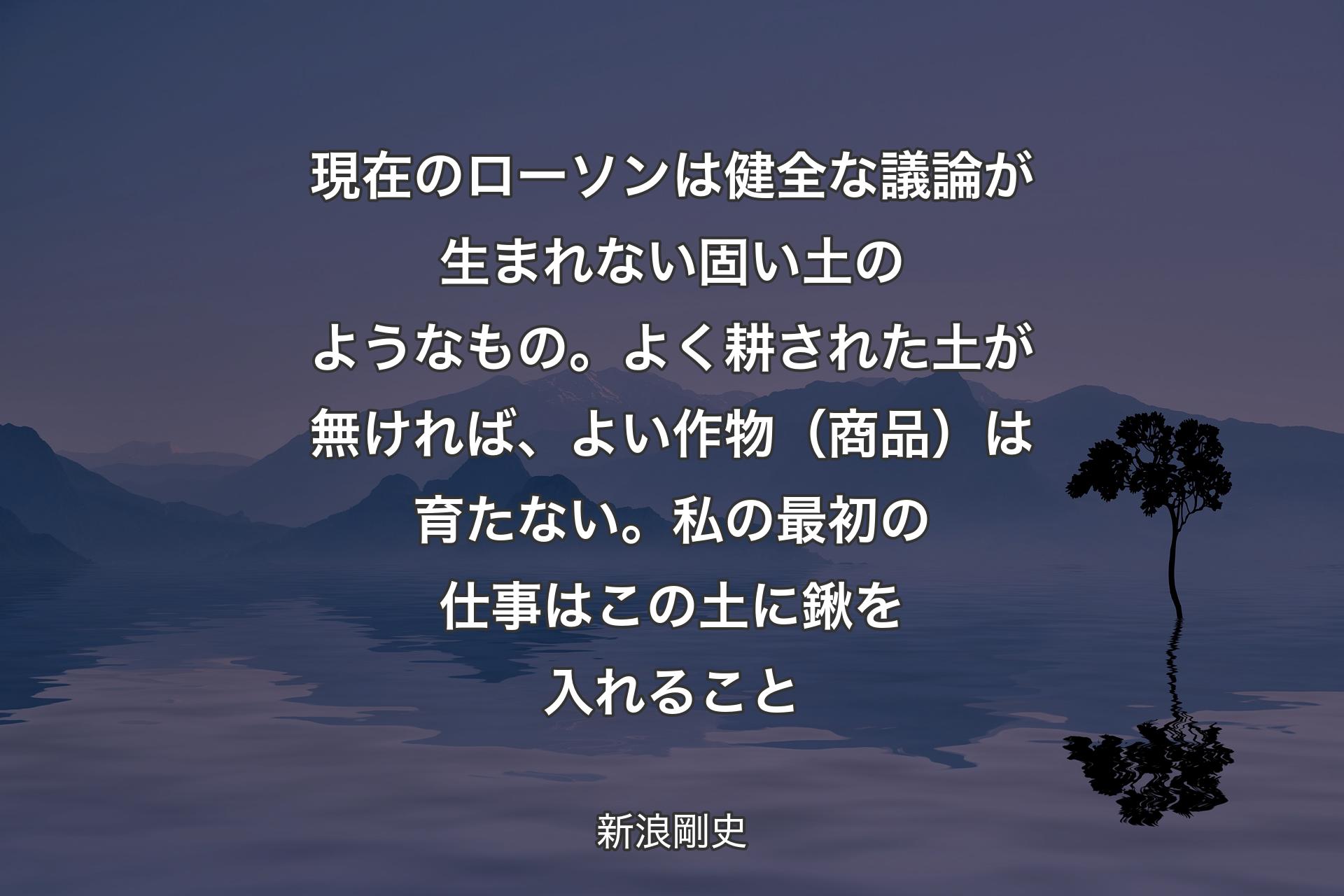 現在のローソンは健全な議論が生まれない固い土のようなもの。よく耕された土が無ければ、よい作物（商品）は育たな��い。私の最初の仕事はこの土に鍬を入れること - 新浪剛史