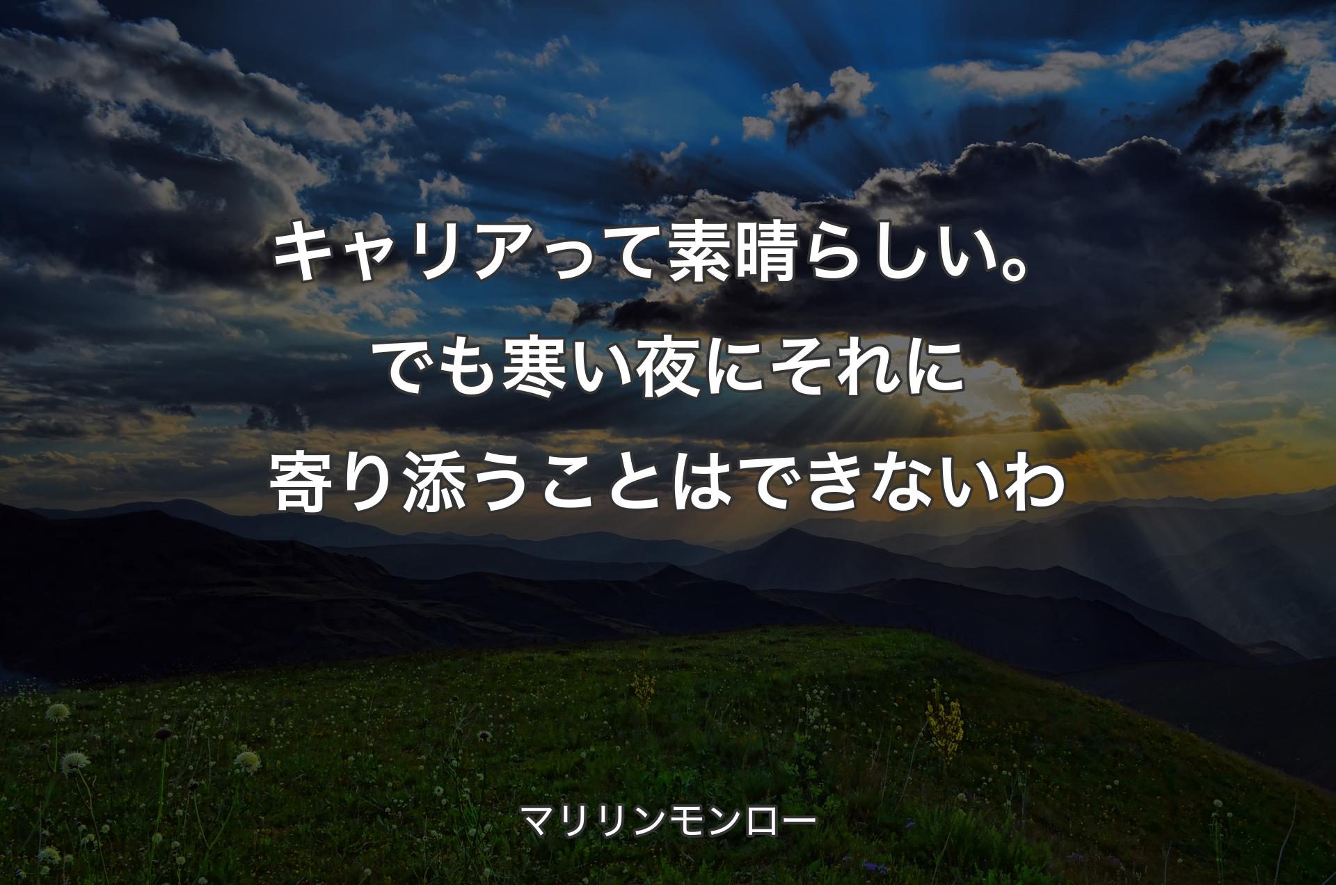 キャリアって素晴らしい。でも寒い夜にそれに寄り添うことはできないわ - マリリンモンロー