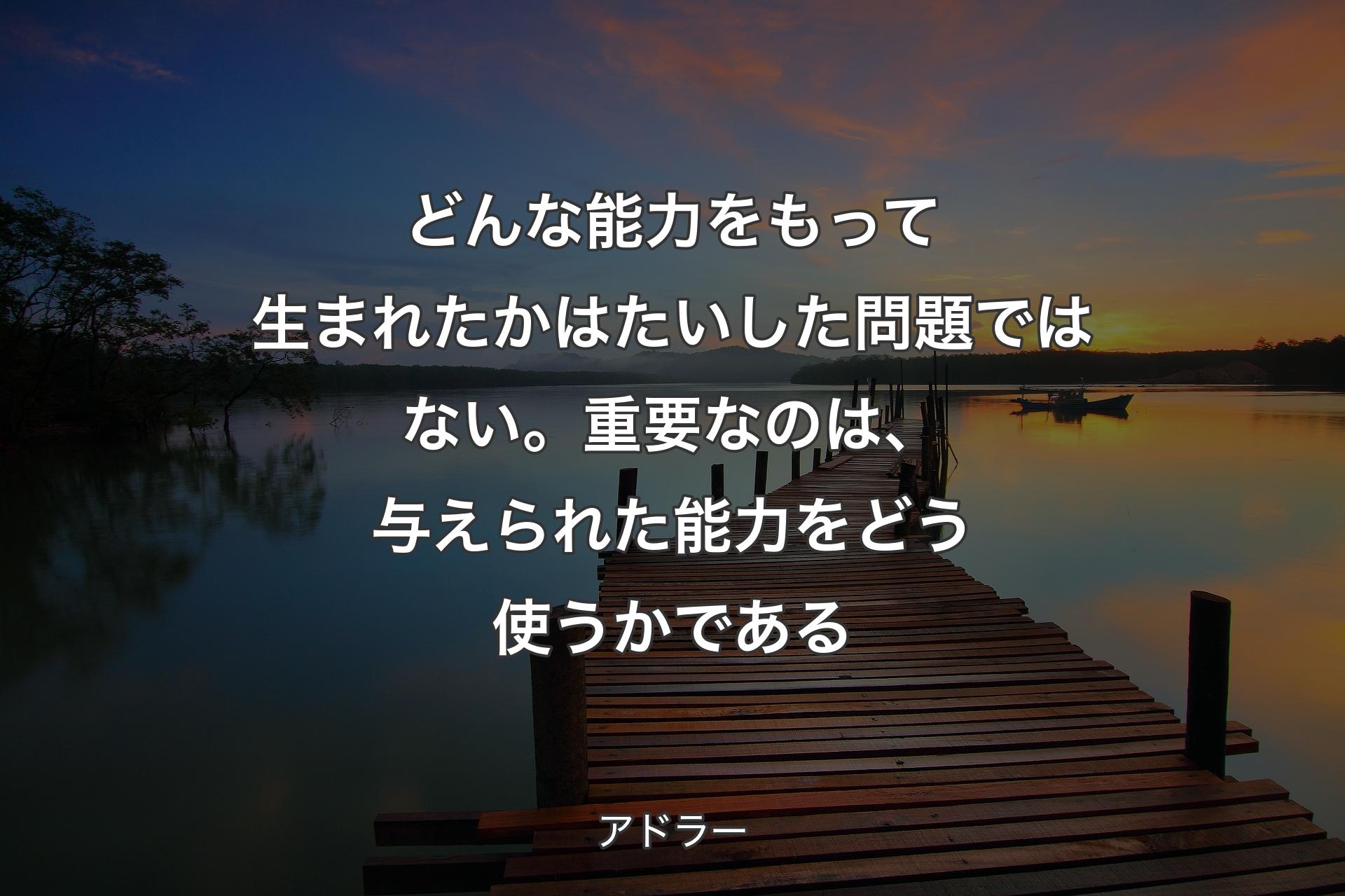 【背景3】どんな能力をもって生まれたかはたいした問題ではない。重要なのは、与えられた能力をどう使うかである - アドラー