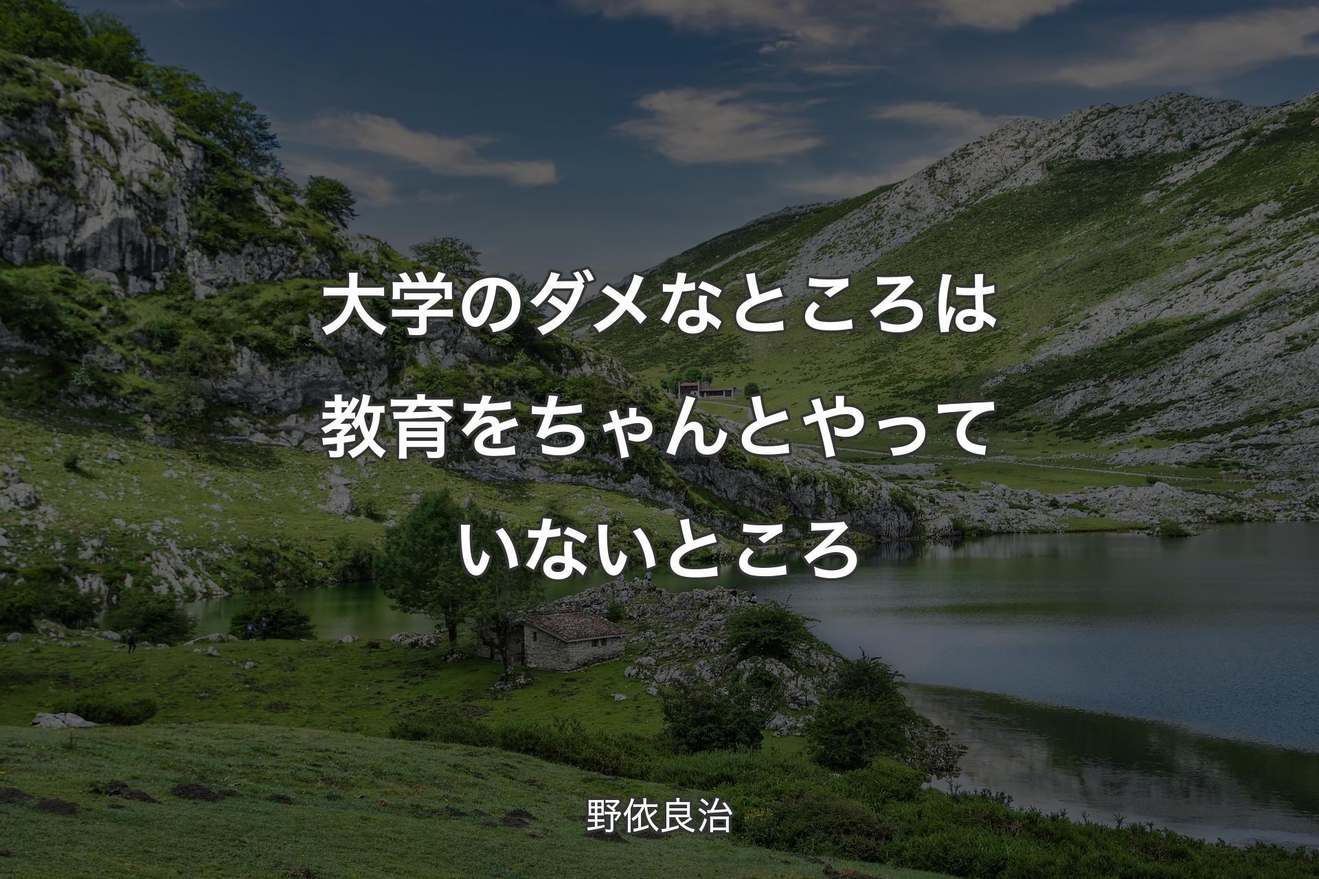 大学のダメなところは教育をちゃんとやっていないところ - 野依良治