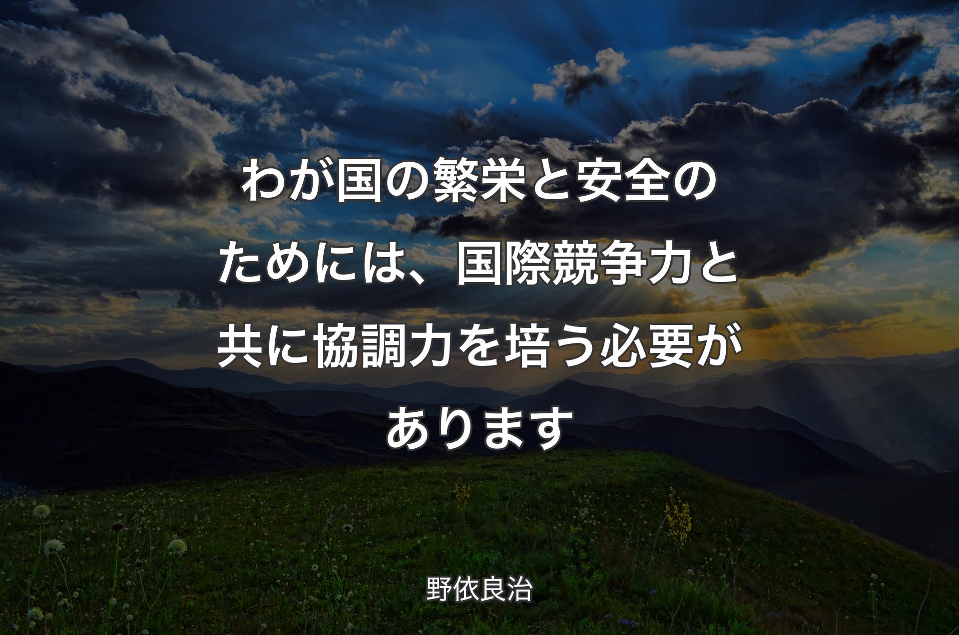 わが国の繁栄と安全のためには、国際競争力と共に協調力を培う必要があります - 野依良治