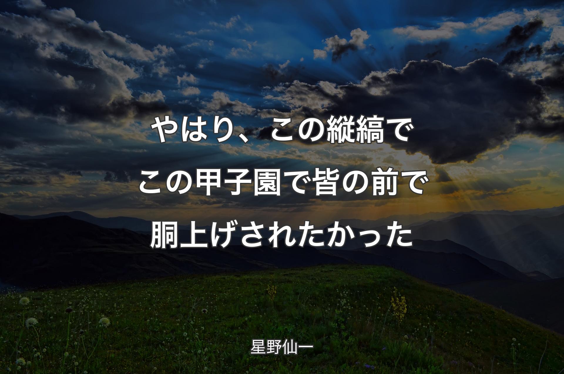 やはり、この縦縞でこの甲子園で皆の前で胴上げされたかった - 星野仙一