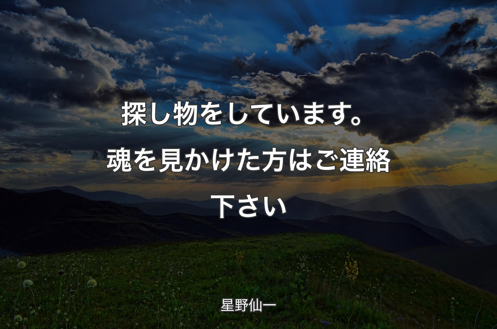 探し物をしています。魂を見かけた方はご連絡下さい - 星野仙一