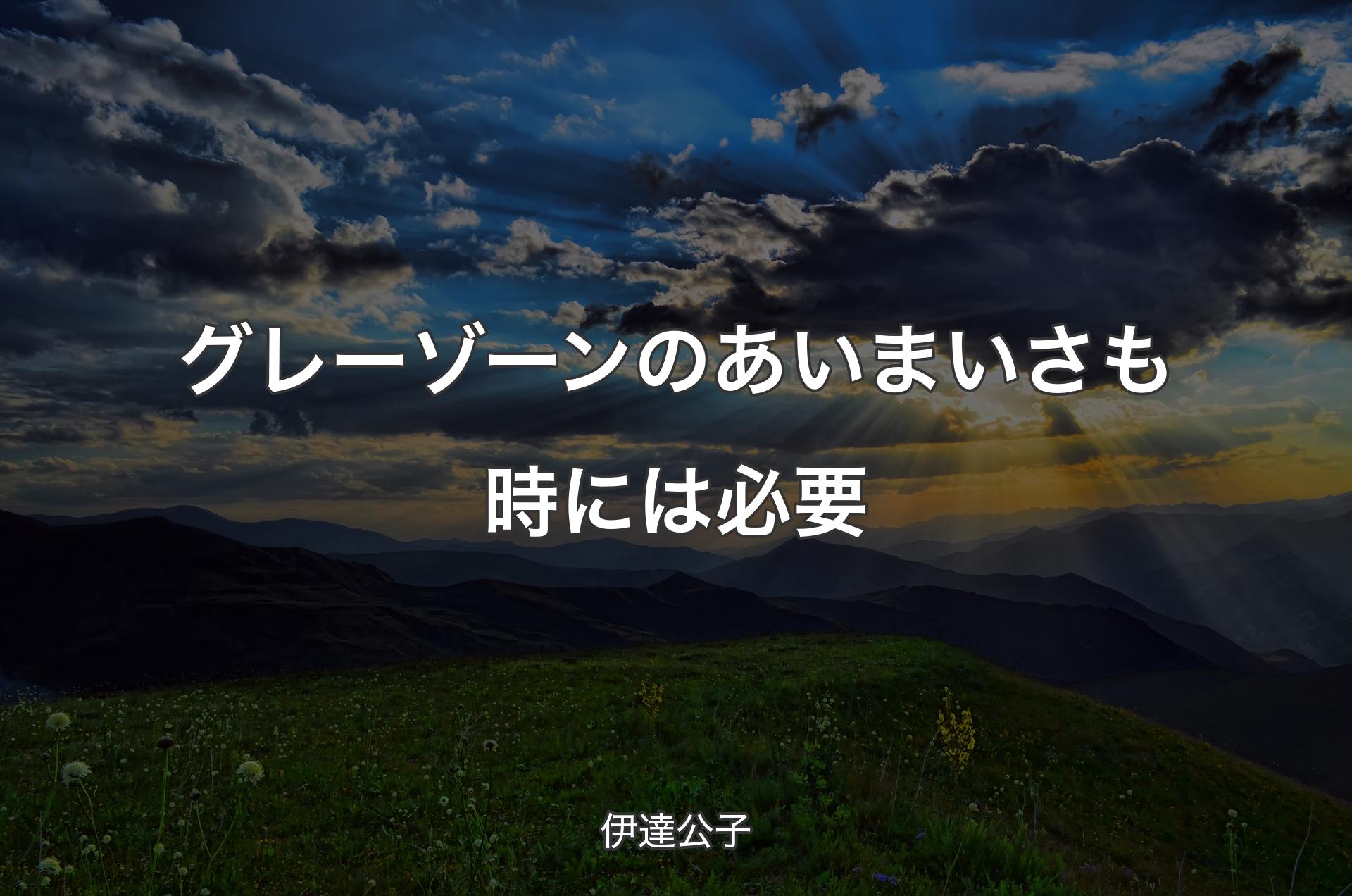 グレーゾーンのあいまいさも時には必要 - 伊達公子