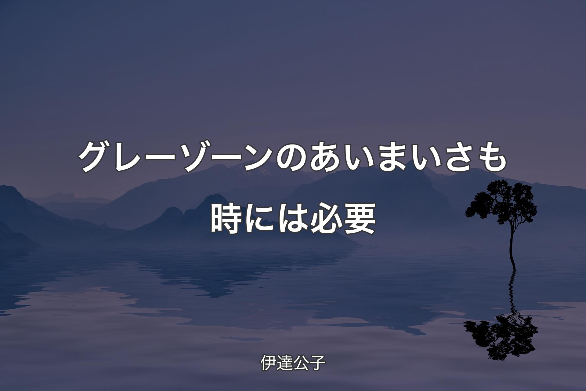 【背景4】グレーゾーンのあいまいさも時には必要 - 伊達公子