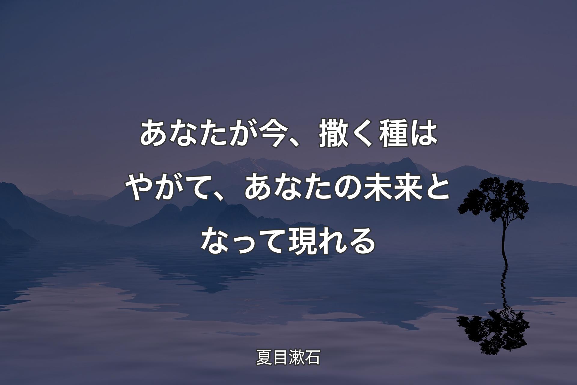 あなたが今、撒く種はやがて、あなたの未来となって現れる - 夏目漱石