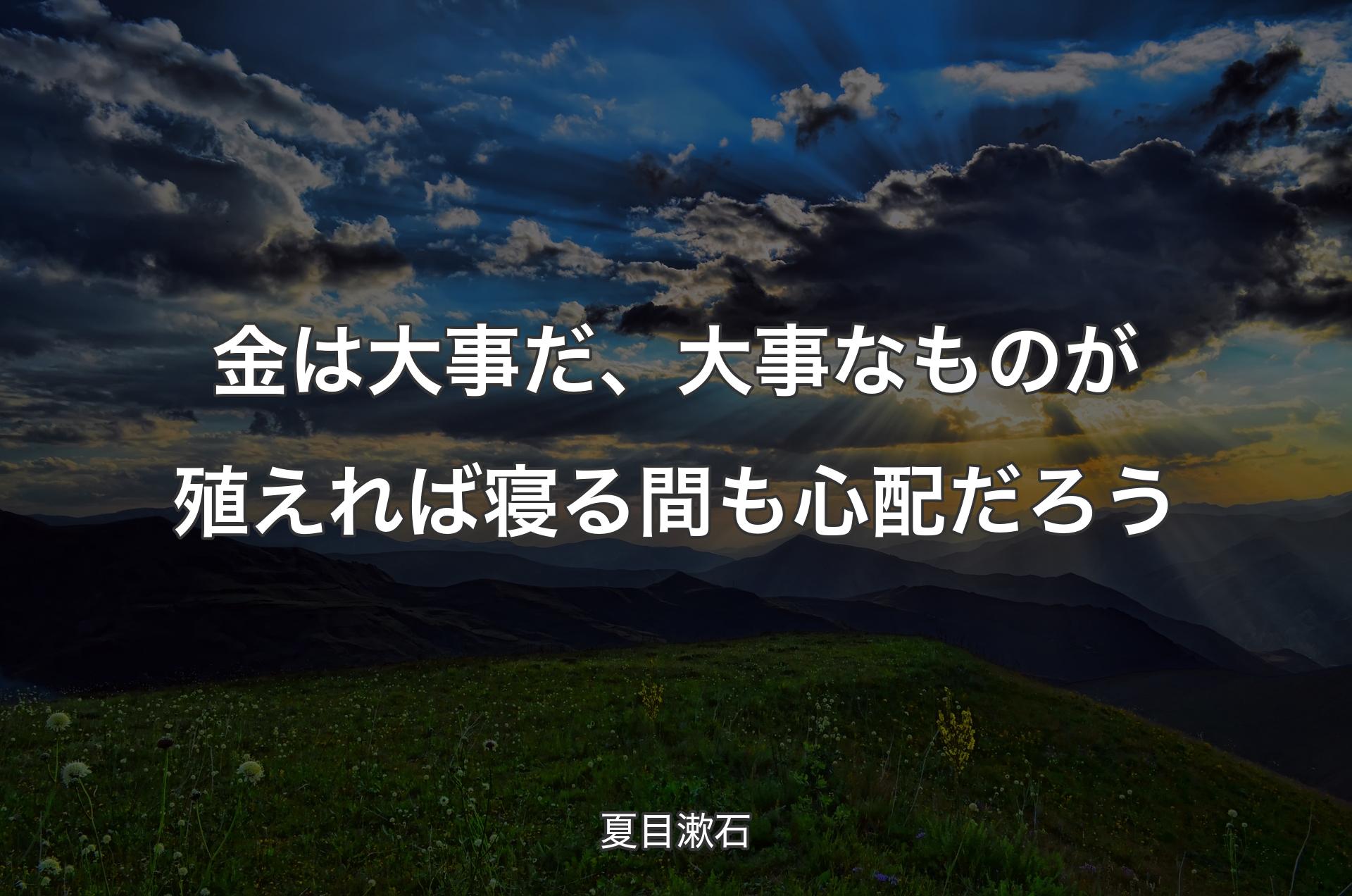 金は大事だ、大事なものが殖えれば寝る間も心配だろう - 夏目漱石