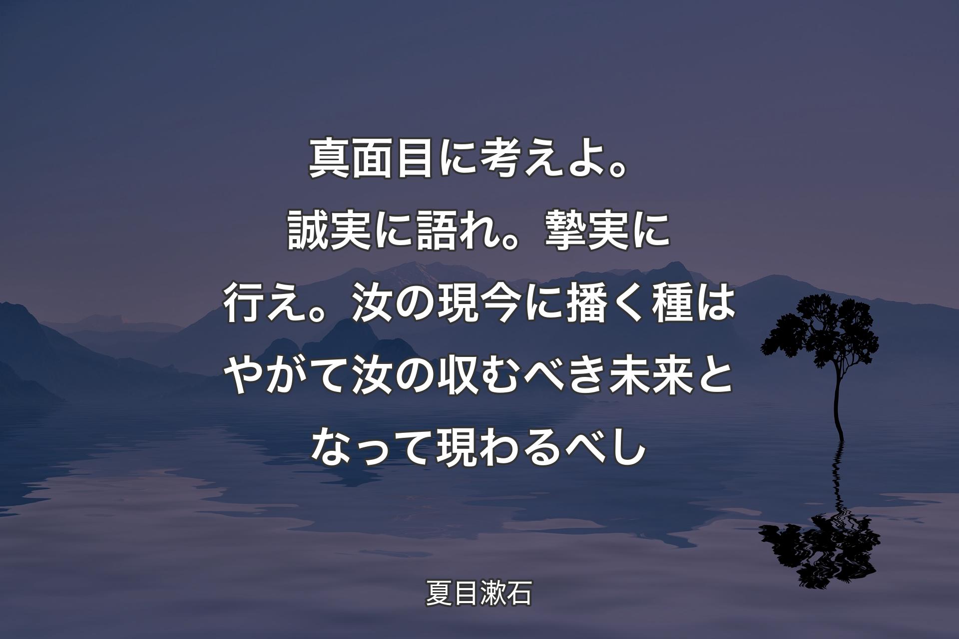 【背景4】真面目に考えよ。誠実に語れ。摯実に行え。汝の現今に播く種はやがて汝の収むべき未来となって現わるべし - 夏目漱石