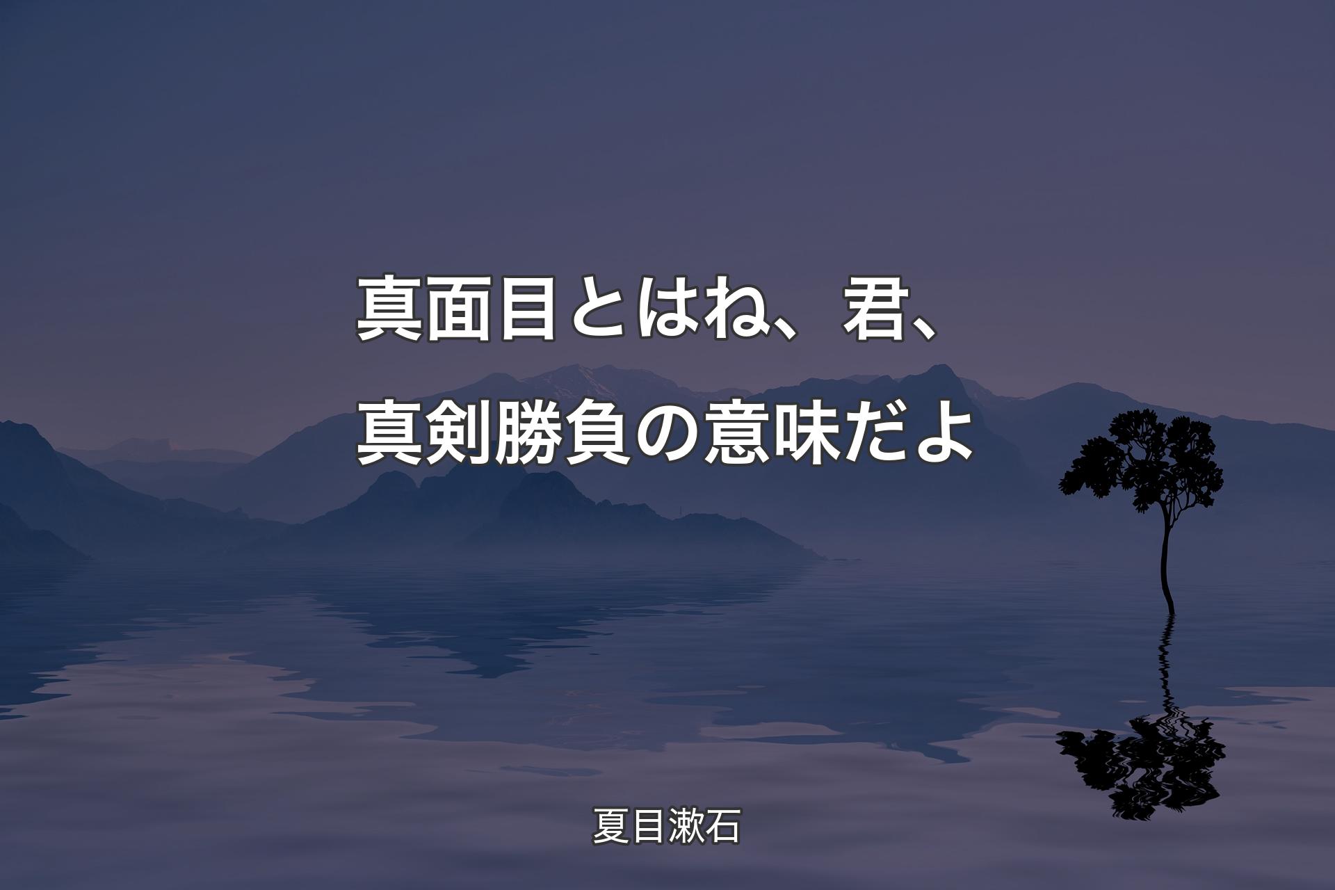 【背景4】真面目とはね、君、真剣勝負の意味だよ - 夏目漱石