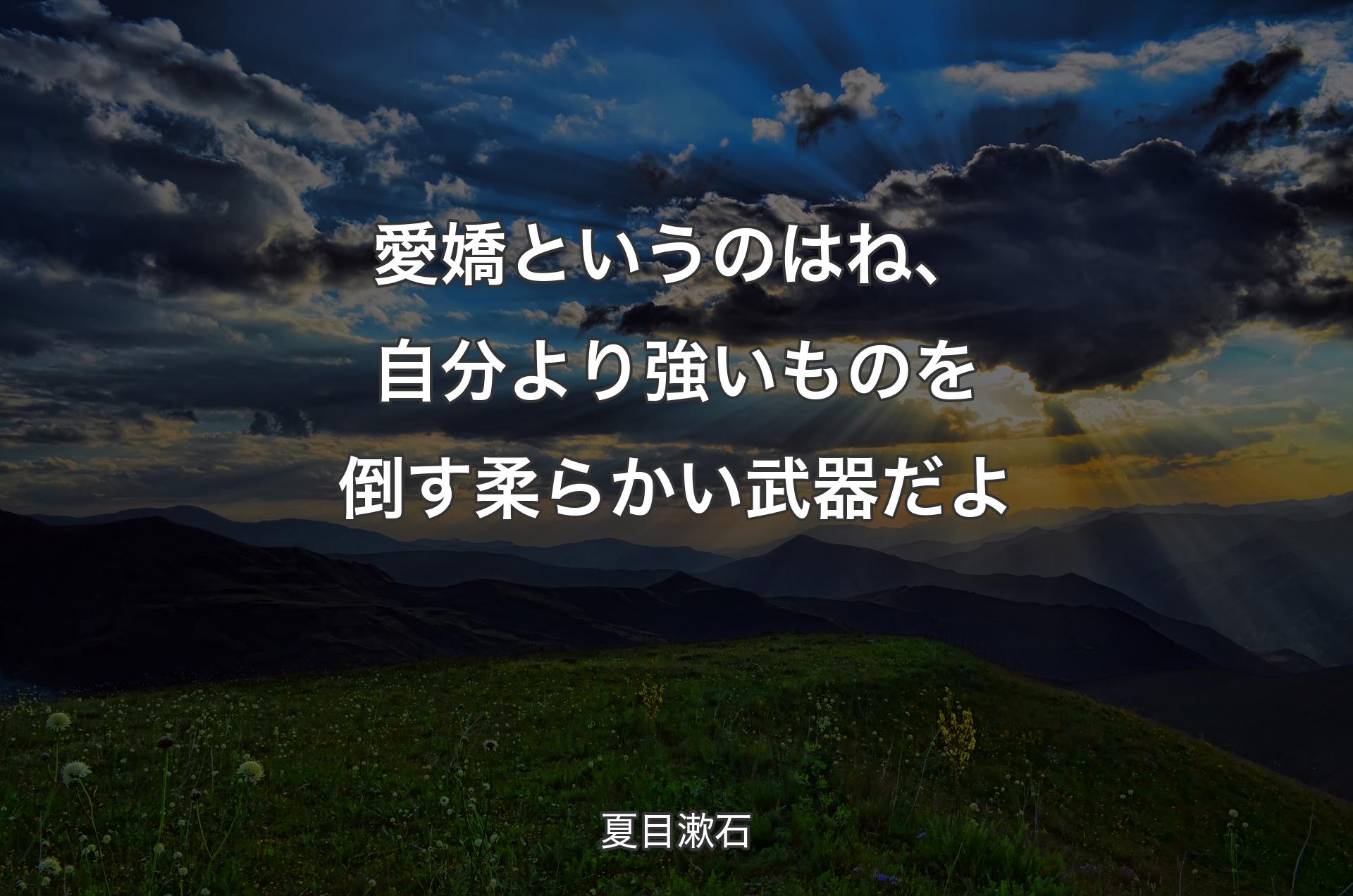 愛嬌というのはね、自分より強いものを倒す柔らかい武器だよ - 夏目漱石