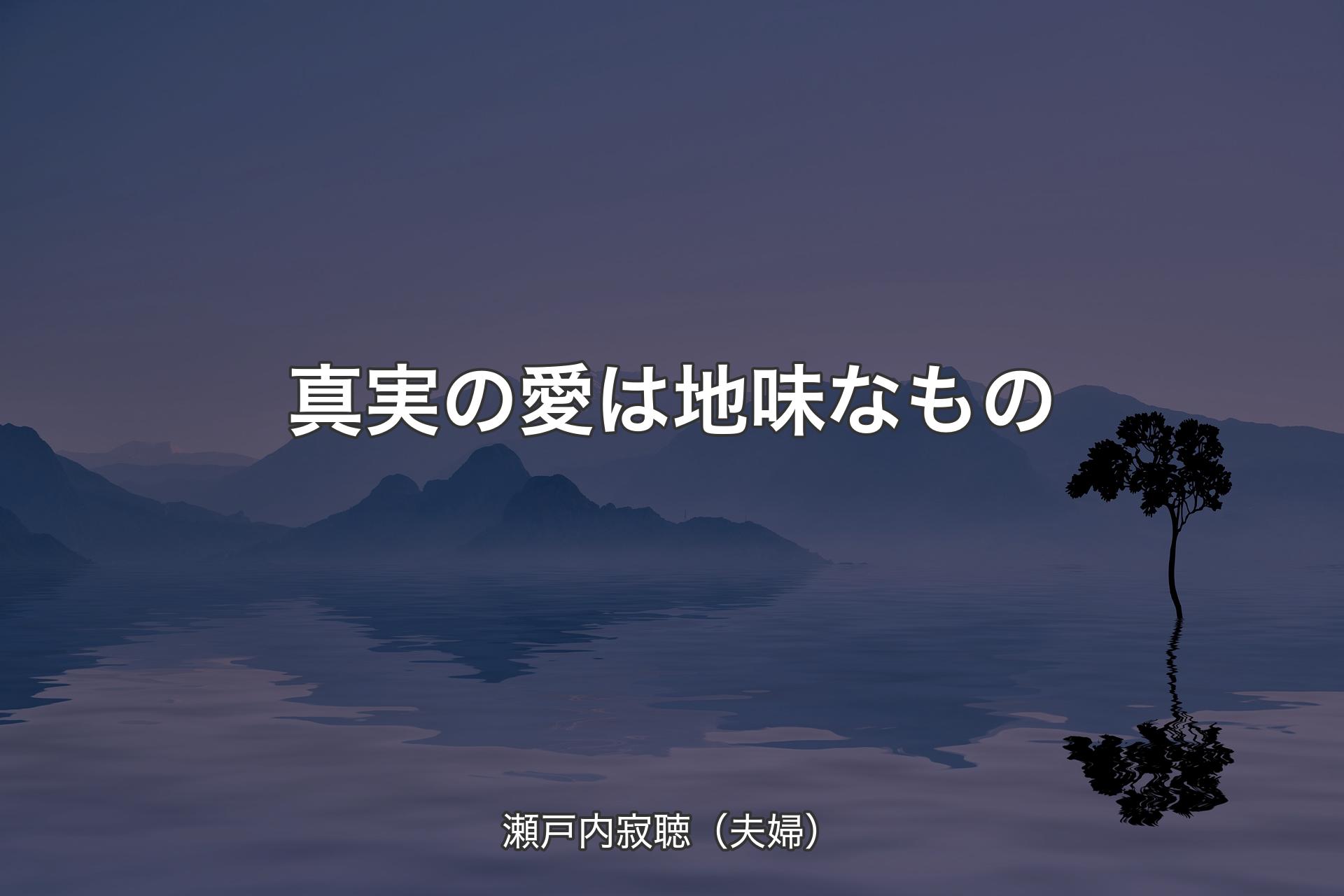 真実の愛は地味なもの - 瀬戸内寂聴（夫婦）