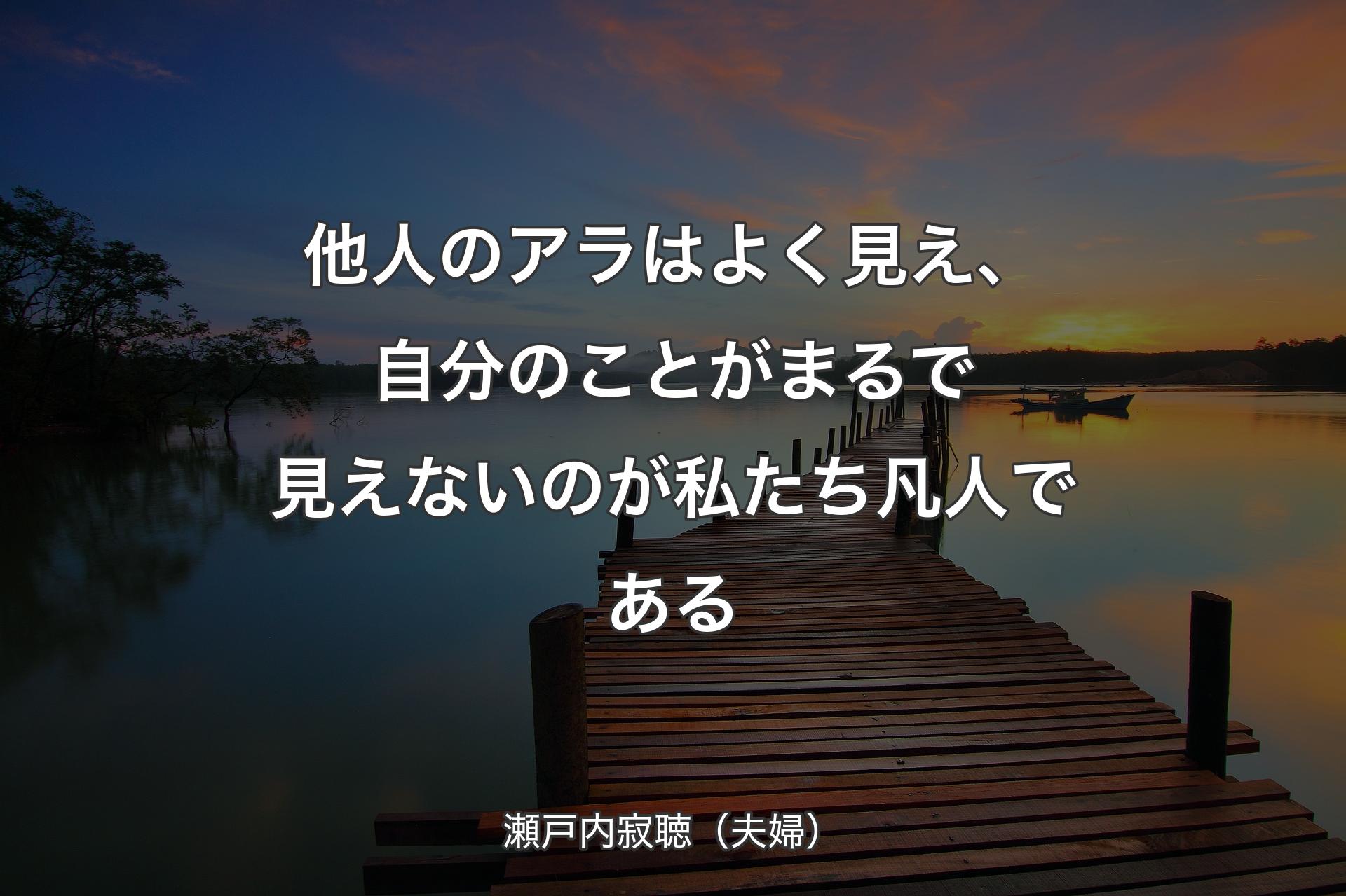 【背景3】他人のアラはよく見え、自分のことがまるで見えないのが私たち凡人で�ある - 瀬戸内寂聴（夫婦）