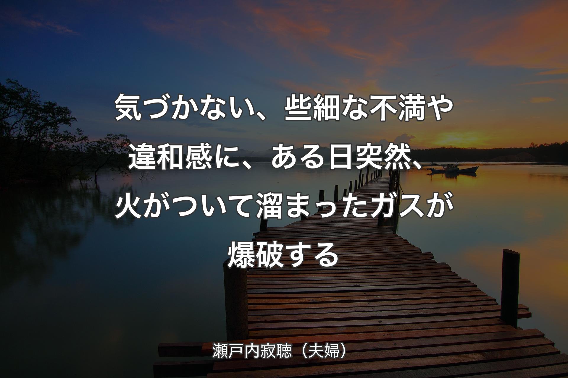 気づかない、些細な不満や違和感に、ある日突然、火がついて溜まった�ガスが爆破する - 瀬戸内寂聴（夫婦）