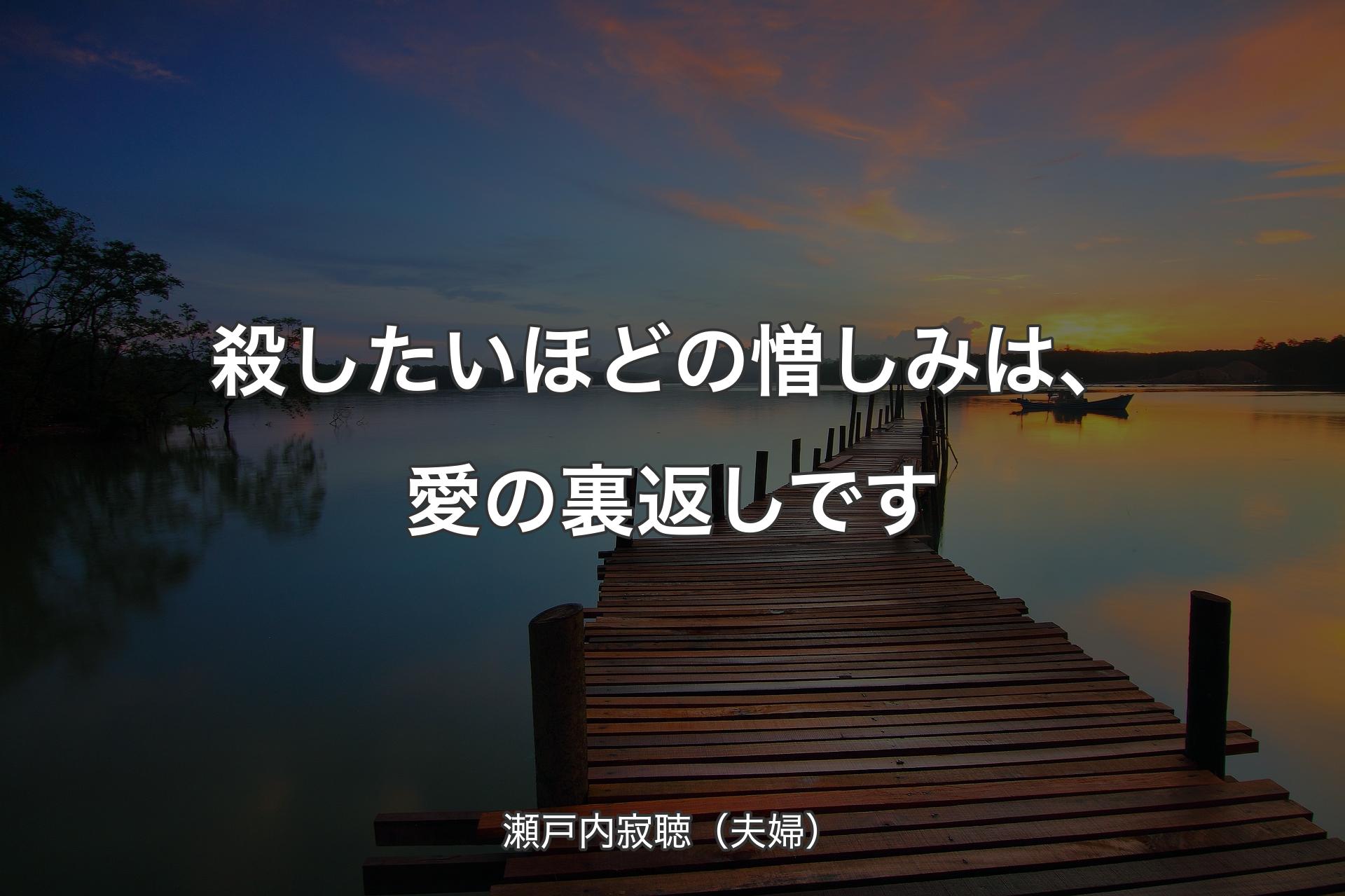 【背景3】殺したいほどの憎しみは、愛の裏返しです - 瀬戸内寂聴（夫婦）