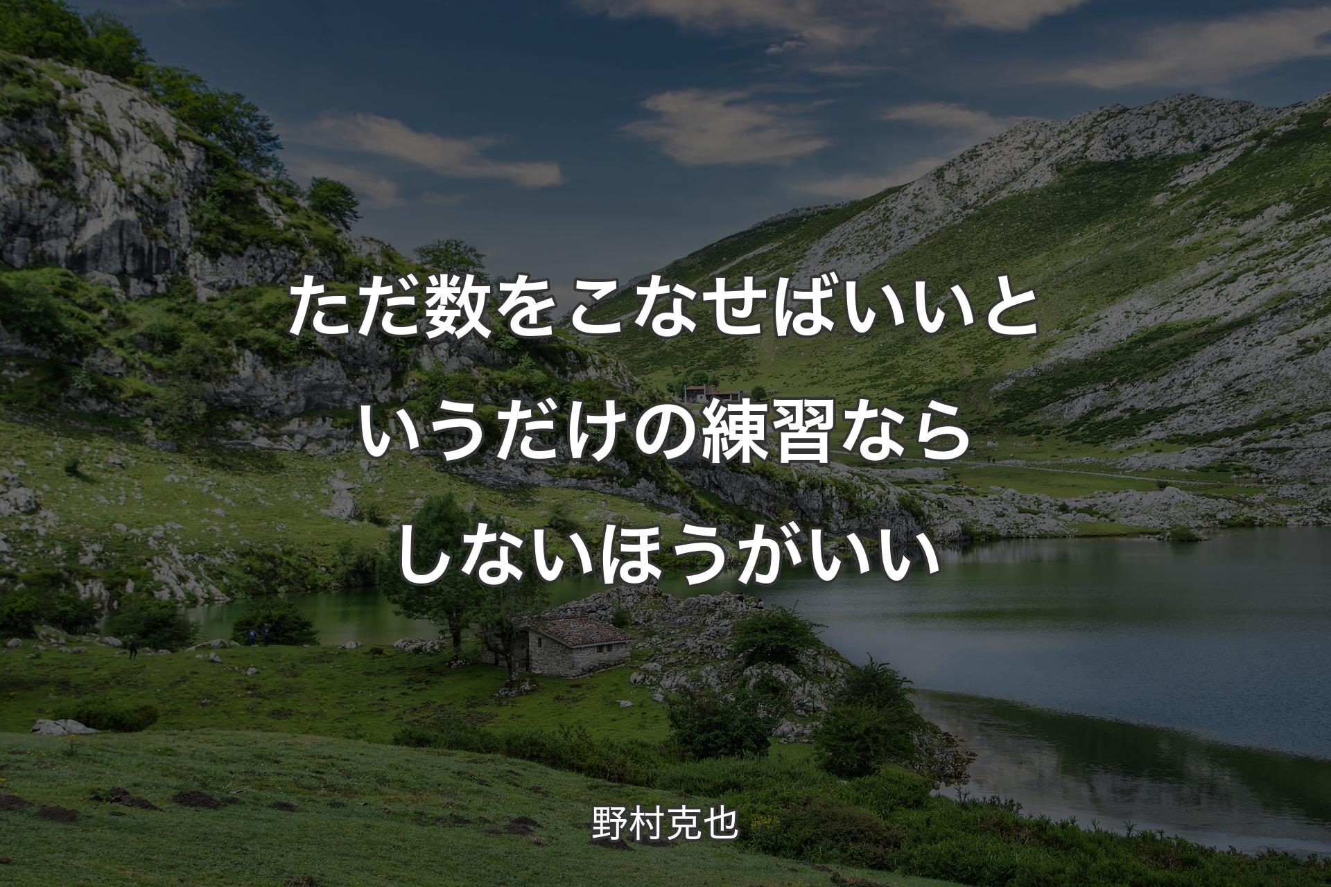 ただ数をこなせばいいというだけの練習ならしないほうがいい - 野村克也