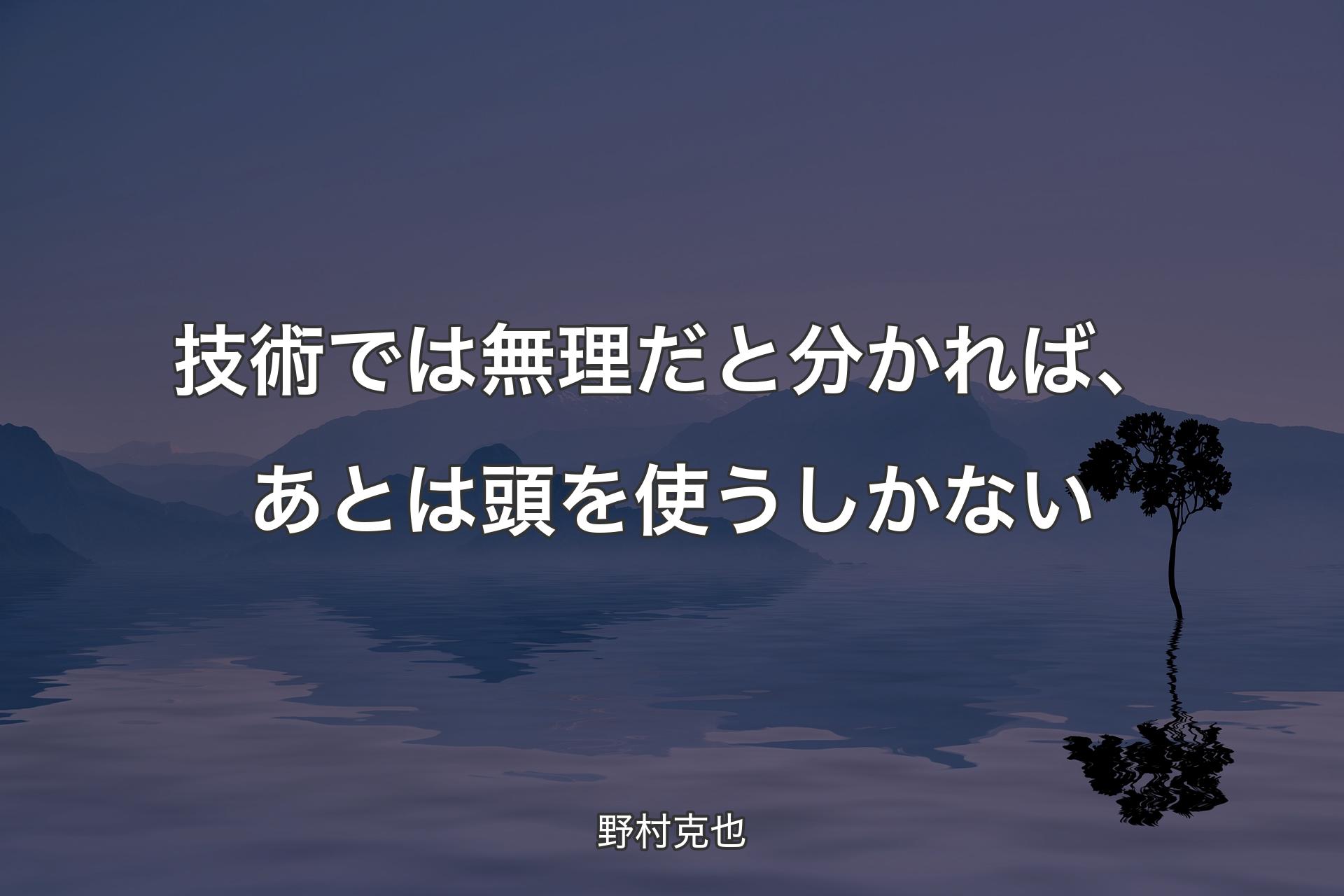 技術では無理だと分かれば、あとは頭を使うしかない - 野村克也