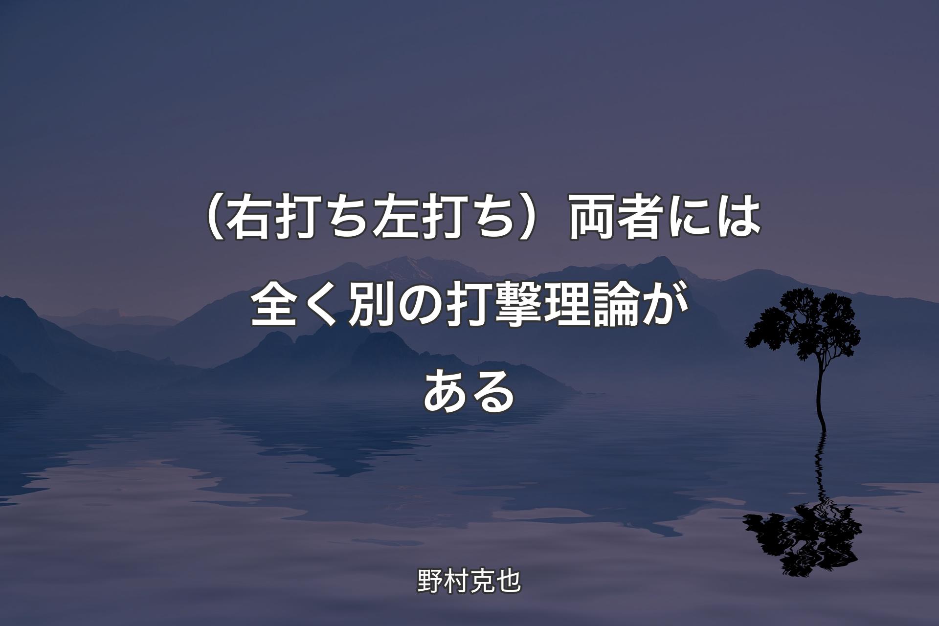 【背景4】（右打ち左打ち）両者には全く別の打撃理論がある - 野村克也