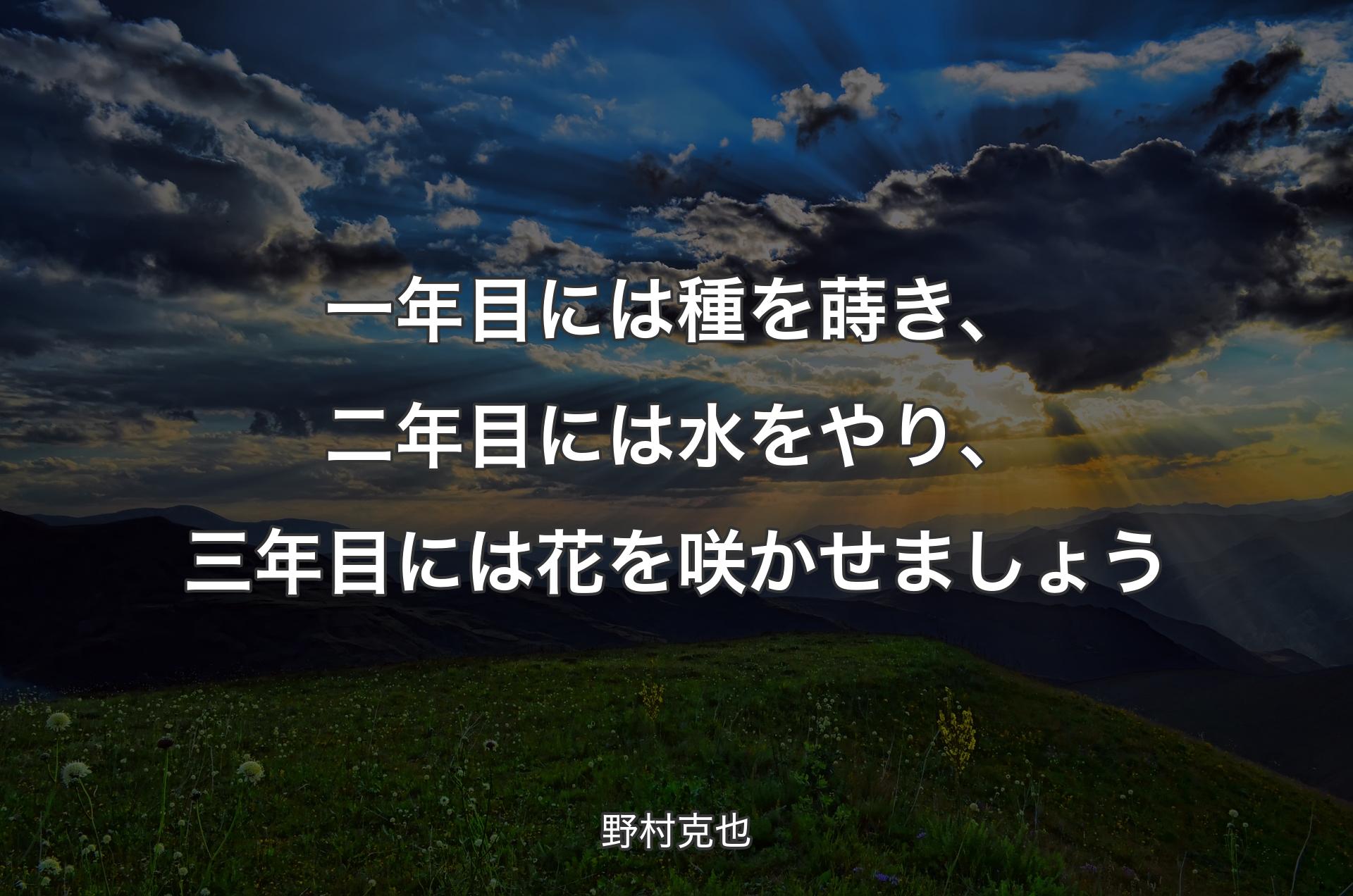 一年目には種を蒔き、二年目には水をやり、三年目には花を咲かせましょう - 野村克也