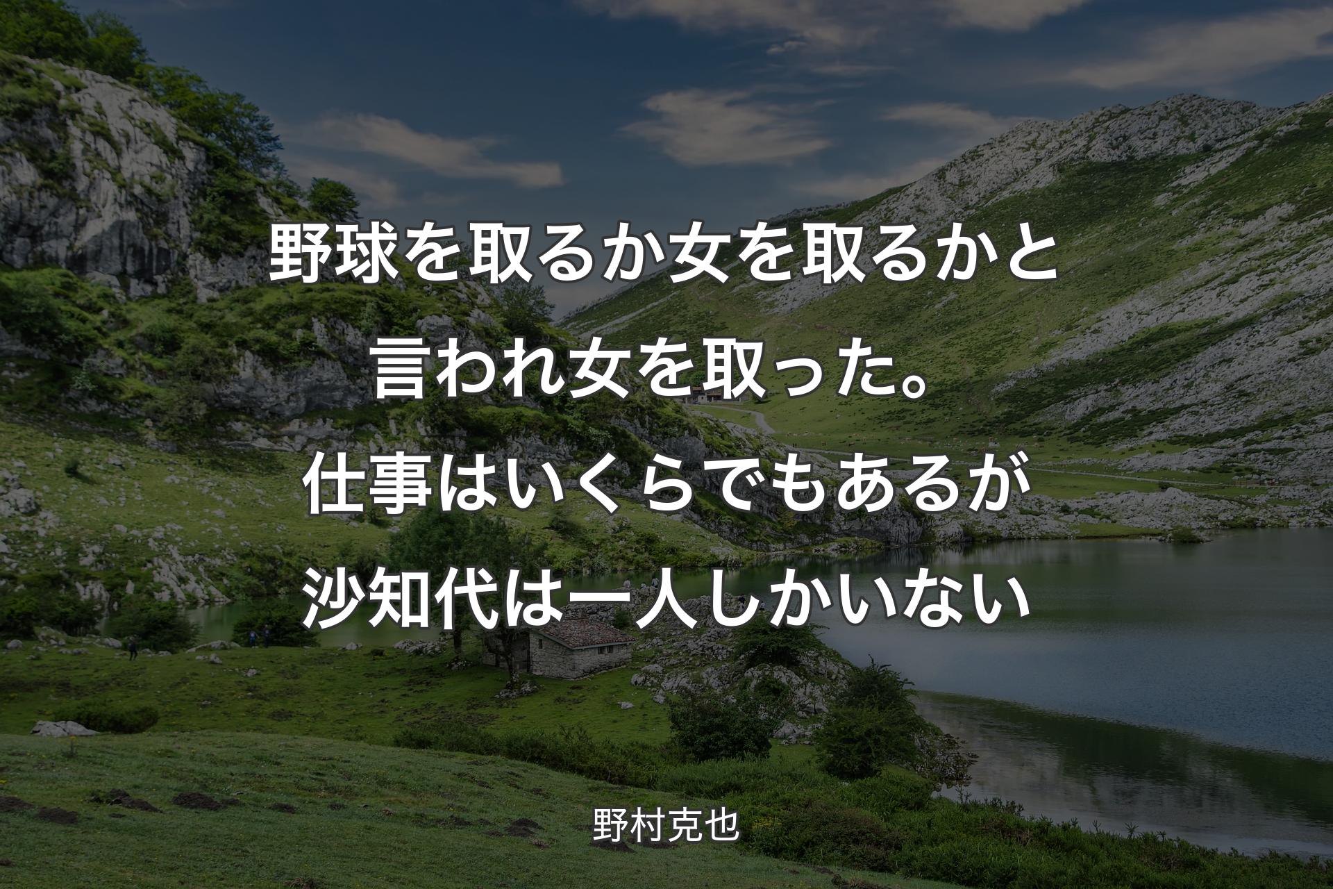 野球を取るか女を取るかと言われ女を取った。仕事はいくらでもあるが沙知代は一人しかいない - 野村克也