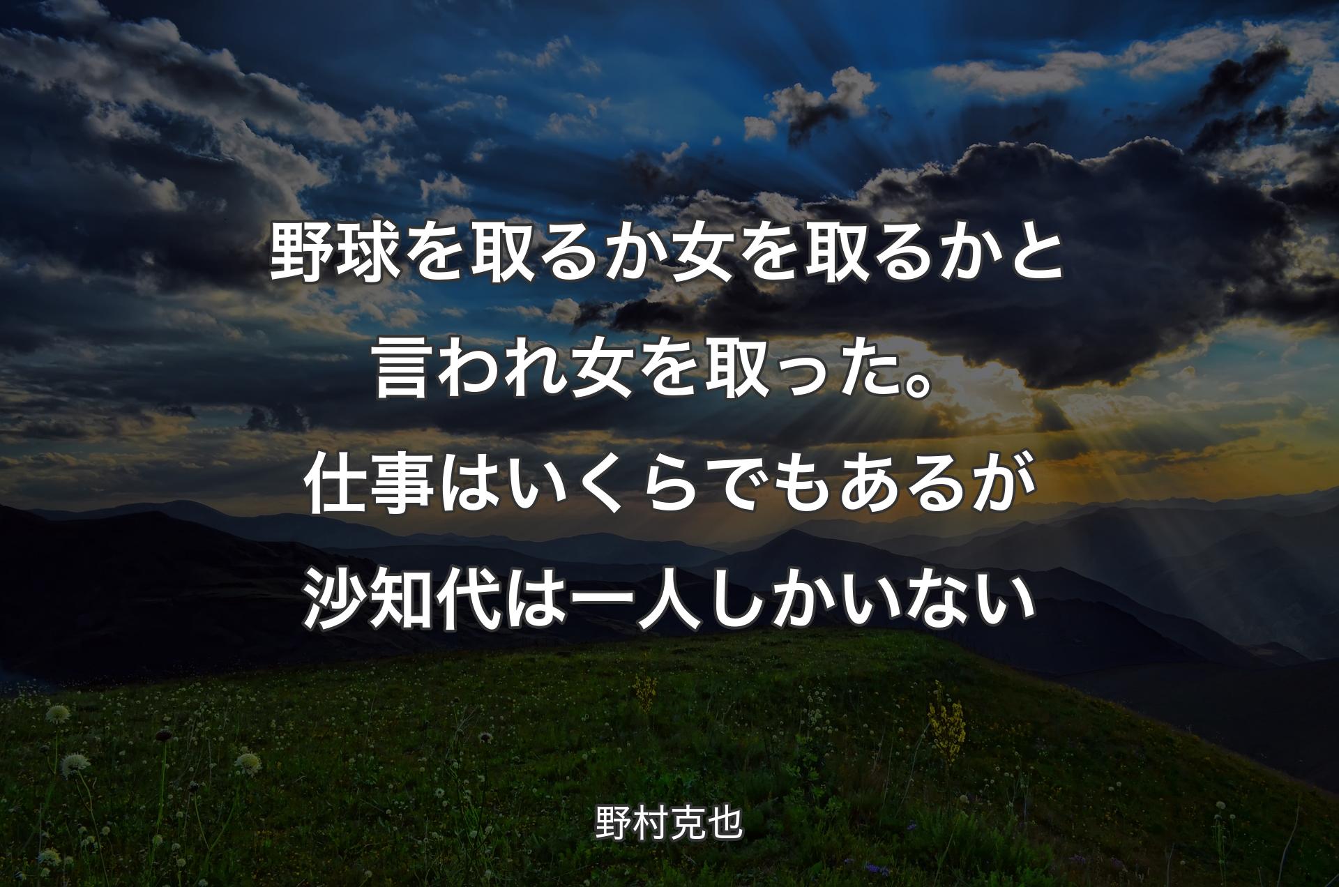 野球を取るか女を取るかと言われ女を取った。仕事はいくらでもあるが沙知代は一人しかいない - 野村克也