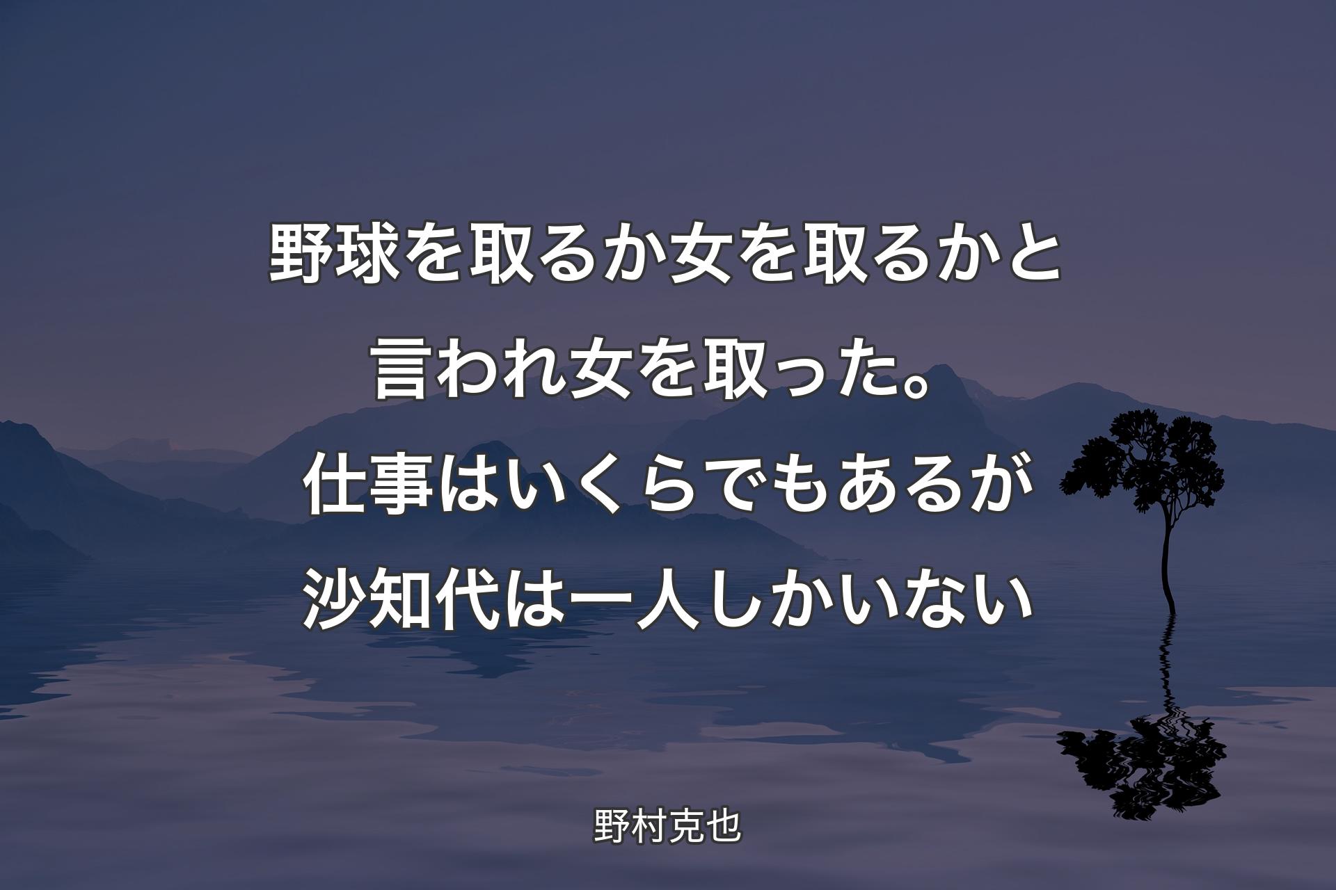 【背景4】野球を取るか女を取るかと言われ女を取った。仕事はいくらでもあるが沙知代は一人しかいない - 野村克也