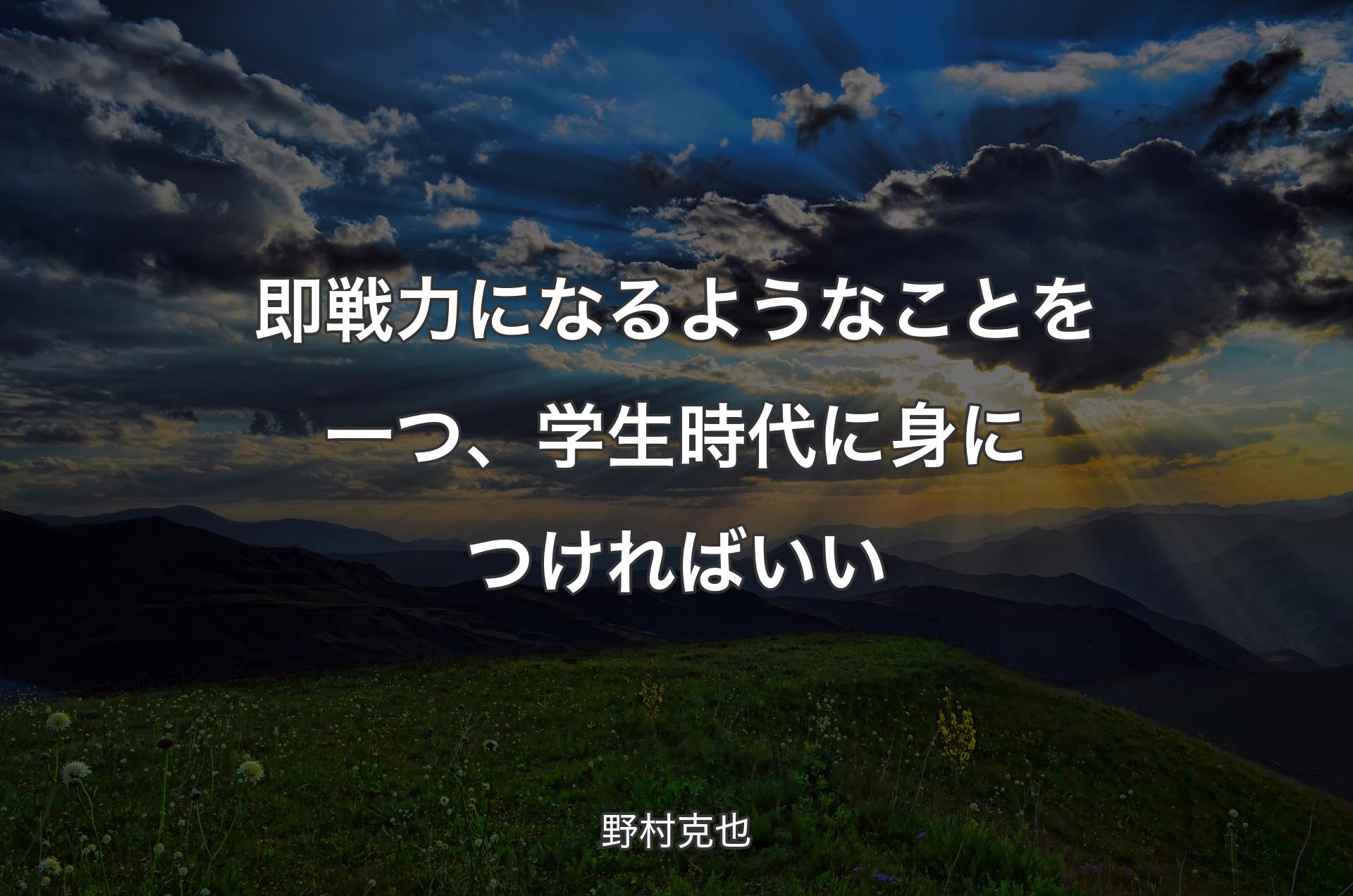 即戦力になるようなことを一つ、学生時代に身につければいい - 野村克也