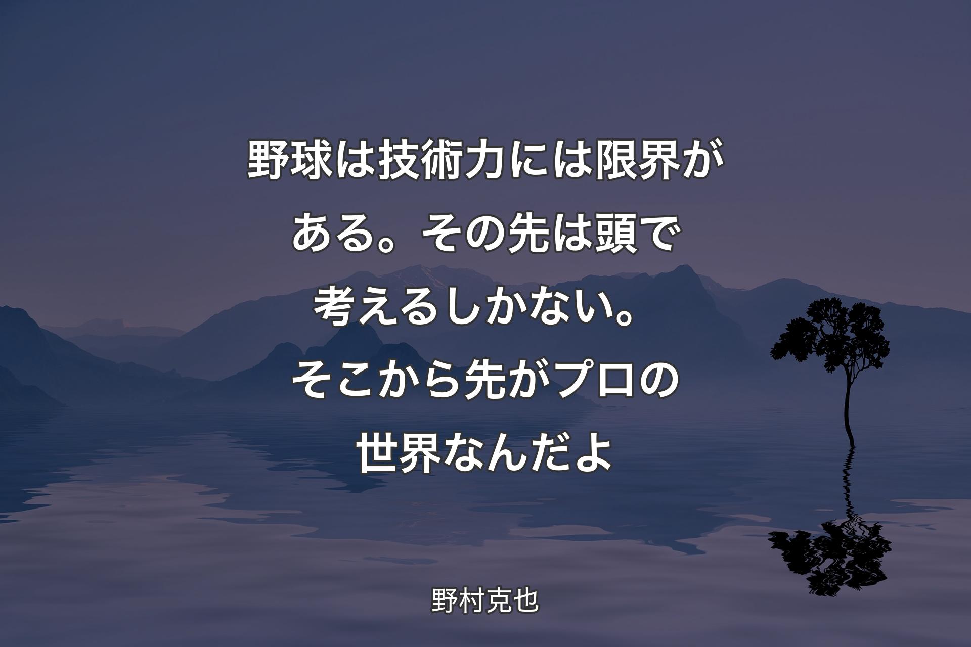 【背景4】野球は技術力には限界がある。その先は頭で考えるしかない。そこから先がプロの世界なんだよ - 野村克也