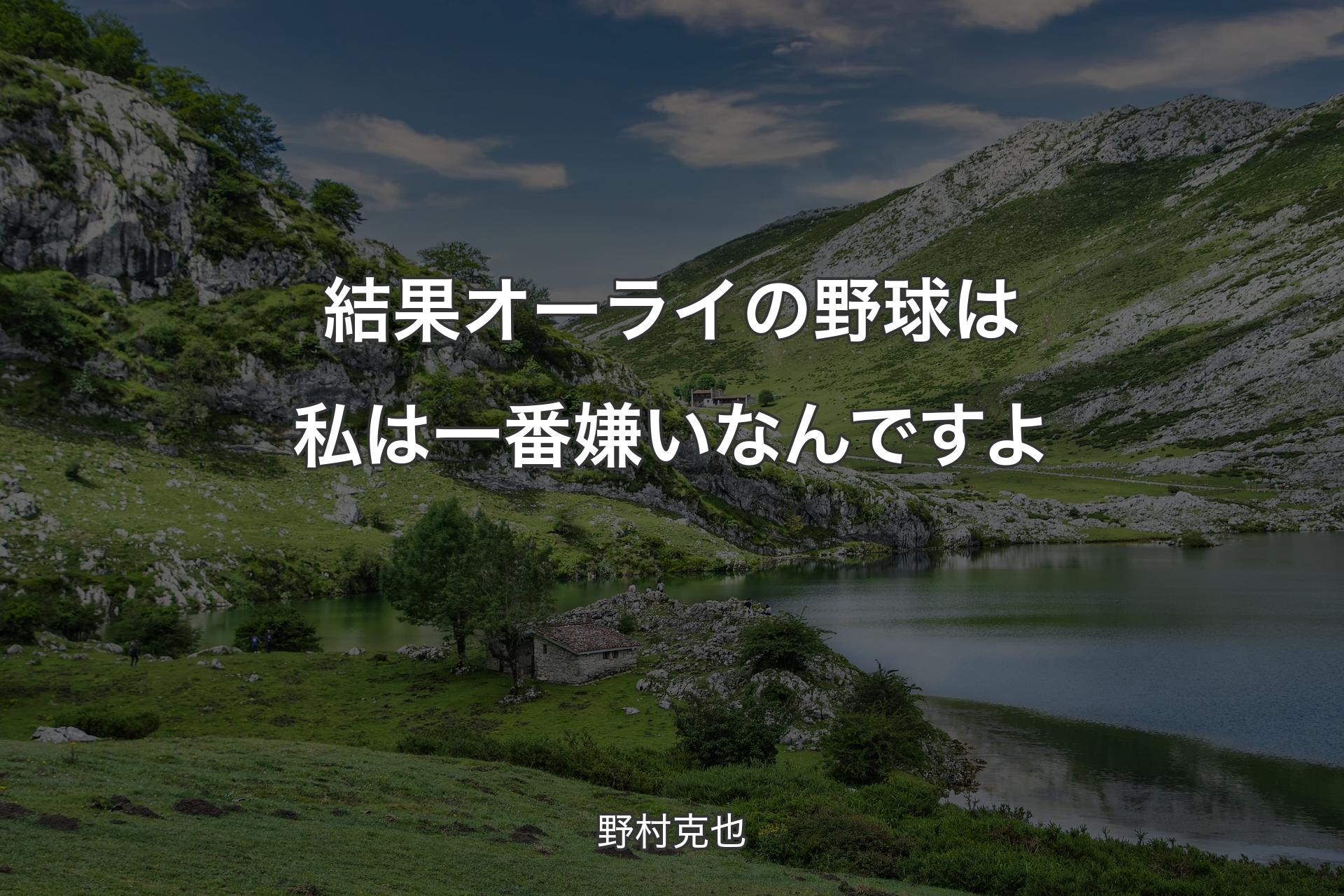 結果オーライの野球は私は一番嫌いなんですよ - 野村克也