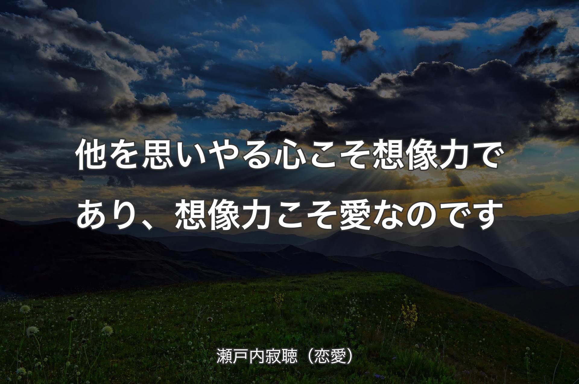 他を思いやる心こそ想像力であり、想像力こそ愛なのです - 瀬戸内寂聴（恋愛）